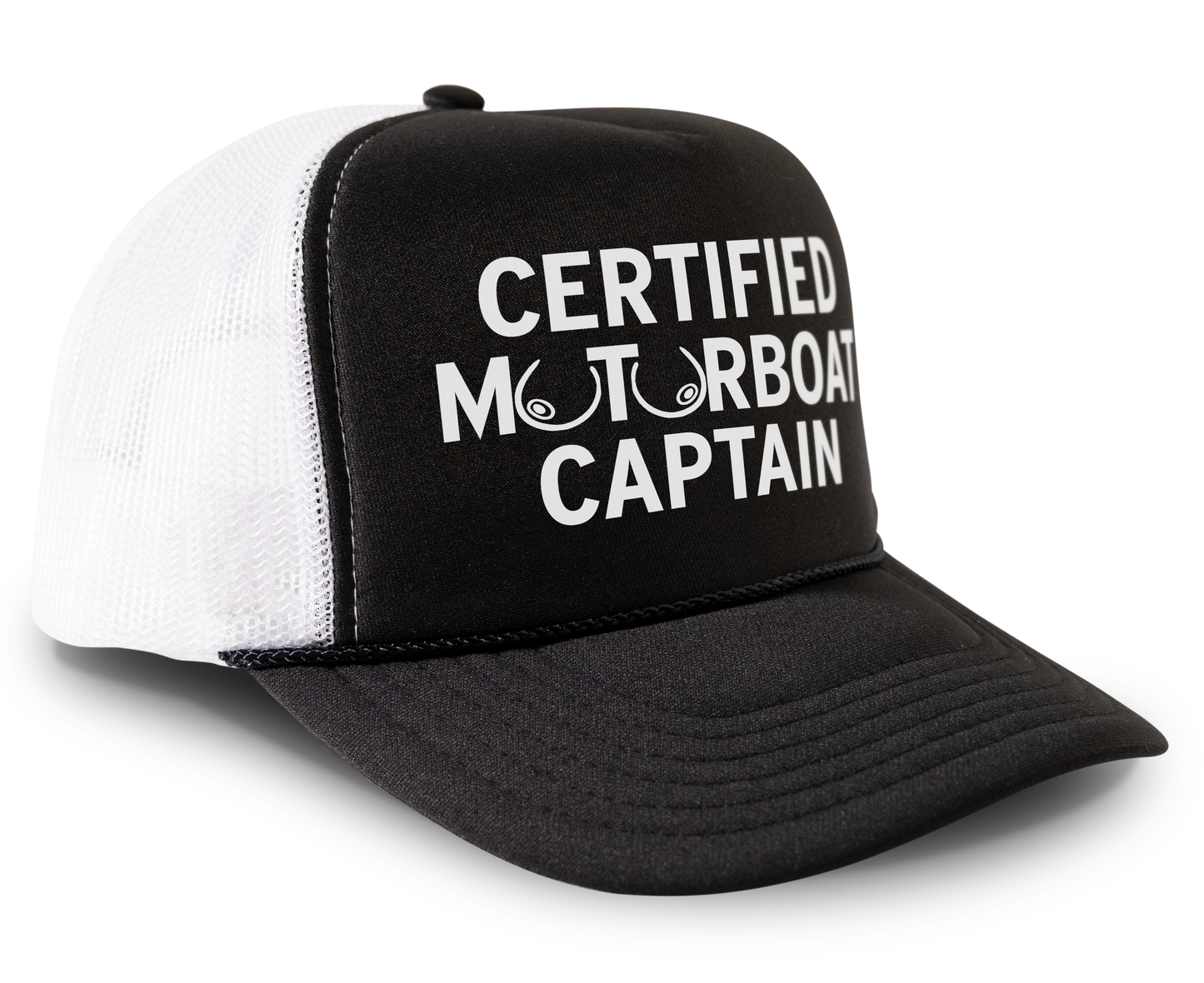 Certified Motorboat Captain Funny Party Boobs Snapback Mesh Trucker Hat