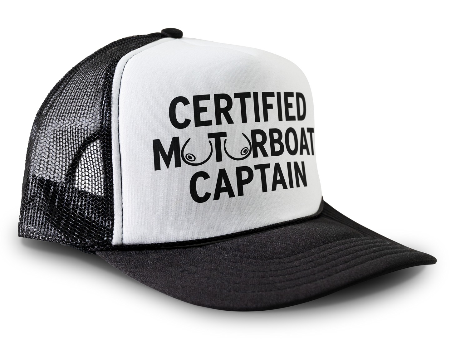 Certified Motorboat Captain Funny Party Boobs Snapback Mesh Trucker Hat