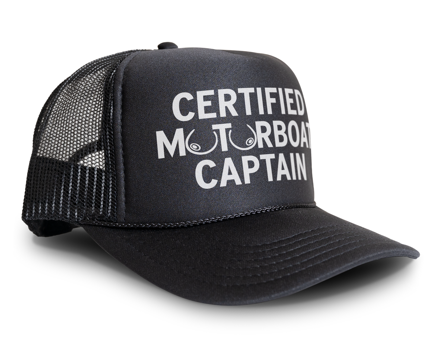 Certified Motorboat Captain Funny Party Boobs Snapback Mesh Trucker Hat