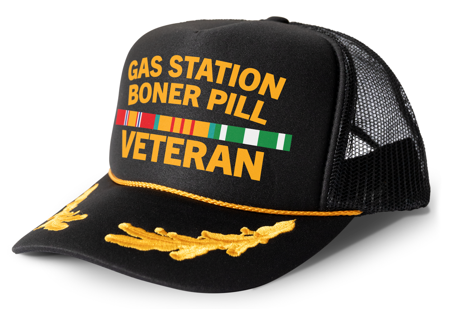 Gas Station Boner Pill Veteran Parody Funny Trucker Hat Mesh Snapback Cap