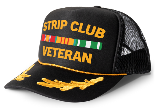 Strip Club Veteran Parody Funny Trucker Hat Mesh Snapback Cap
