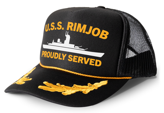 USS RimJob Parody Funny Trucker Hat Mesh Snapback Cap