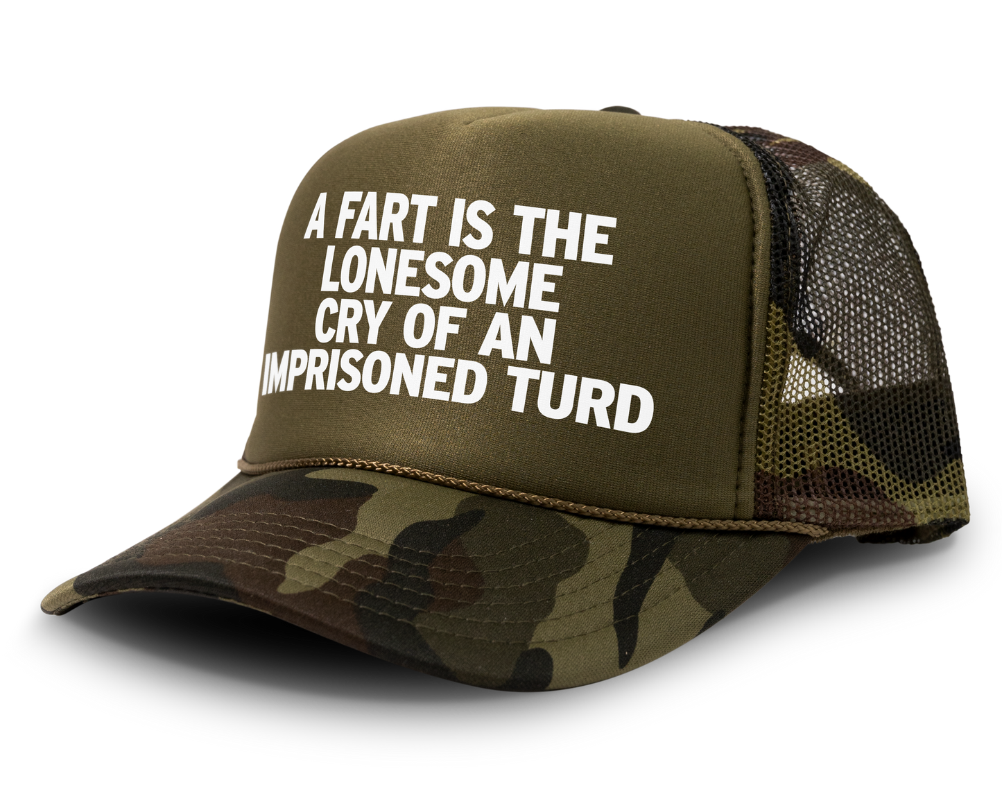 A Fart Is The Lonesome Cry Of An Imprisoned Turd Funny Party Snapback Mesh Trucker Hat