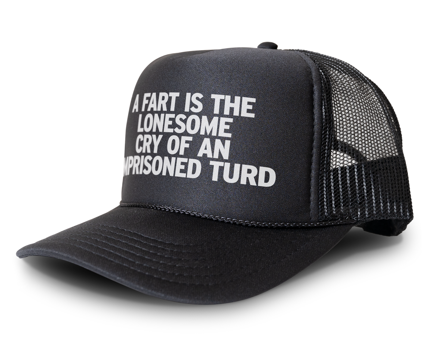 A Fart Is The Lonesome Cry Of An Imprisoned Turd Funny Party Snapback Mesh Trucker Hat