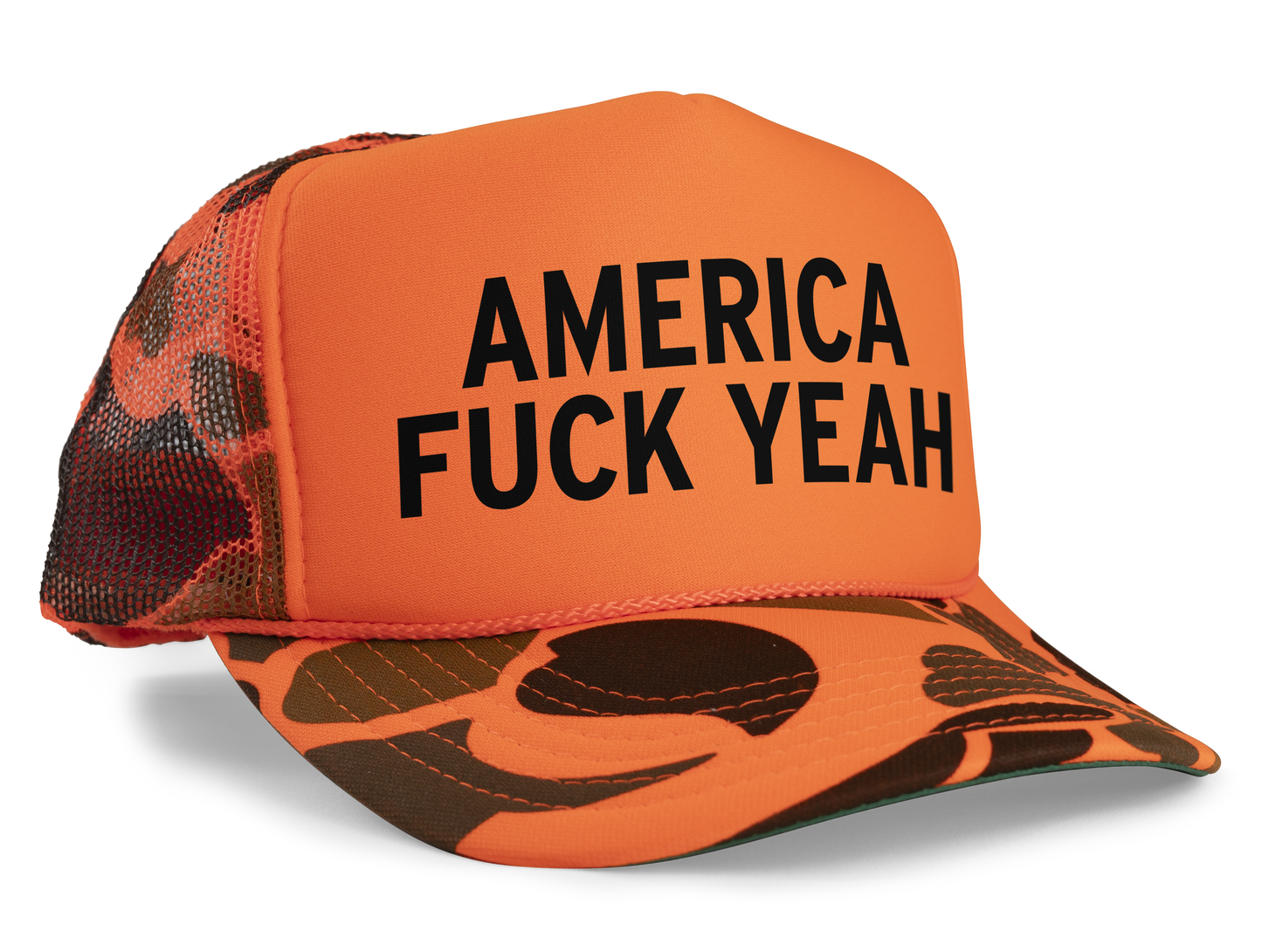 America Fuck Yeah Funny Party 4th of July Snapback Mesh Trucker Hat