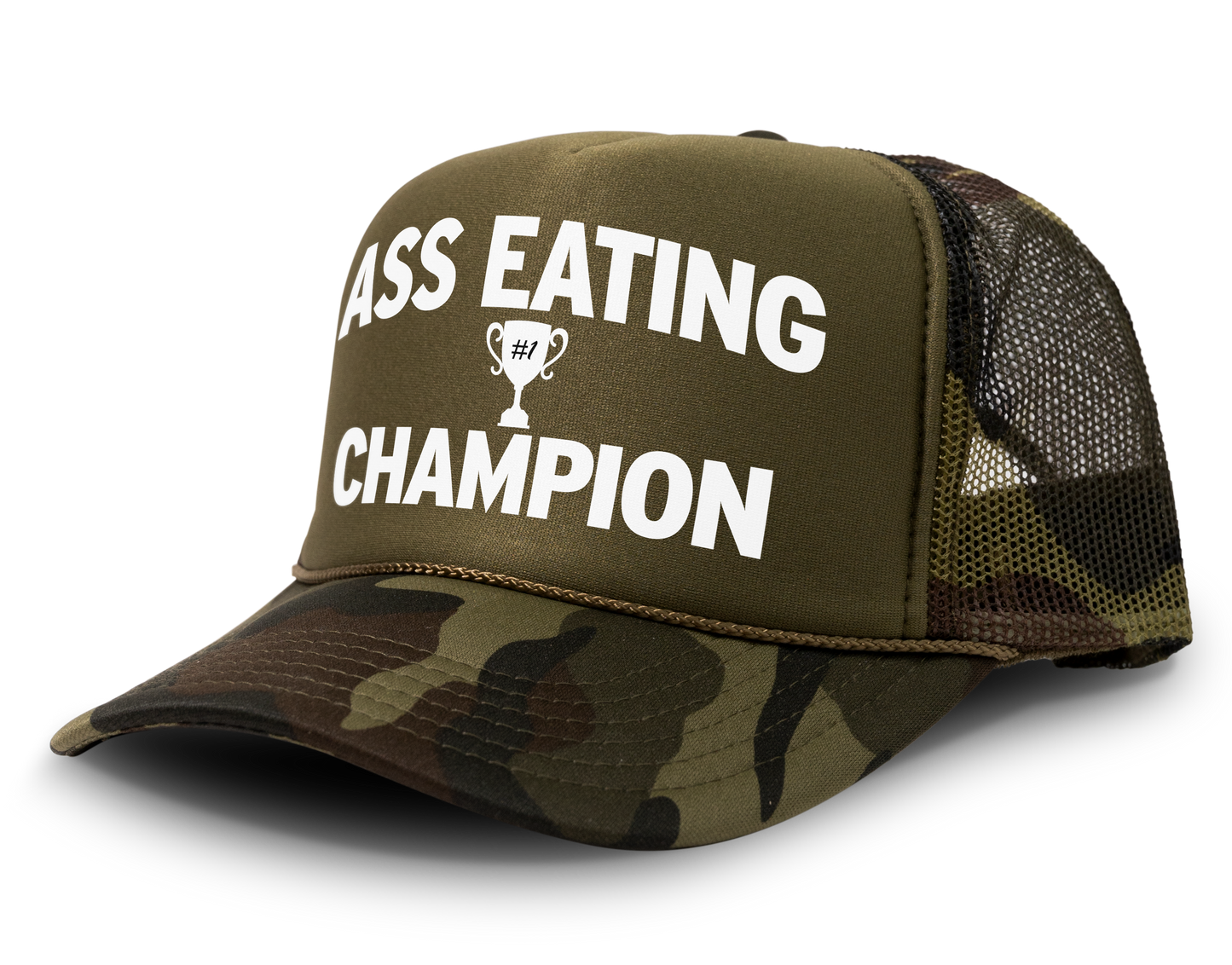 Ass Eating Champion Funny Party Snapback Mesh Trucker Hat