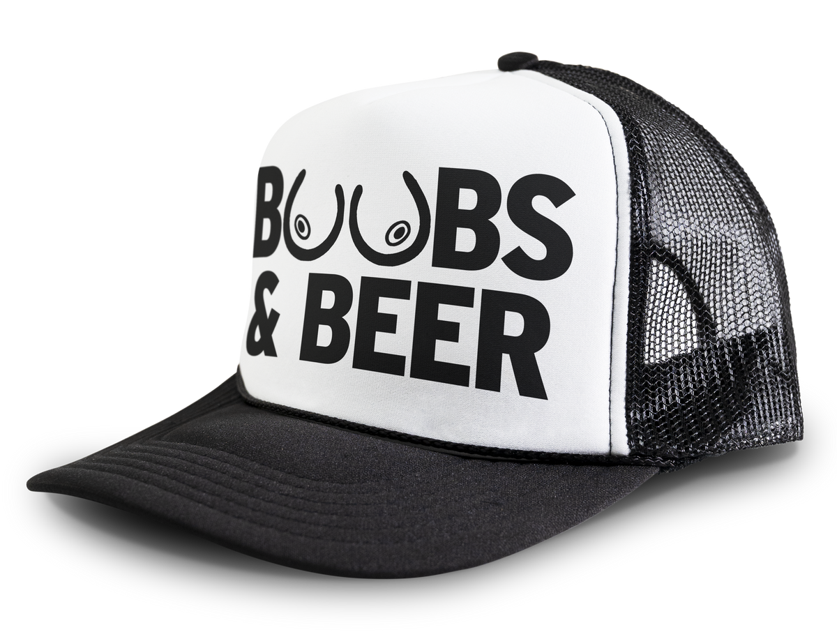 Boobs and Beer Funny Drinking Hat Party Snapback Mesh Trucker Hat Chudly