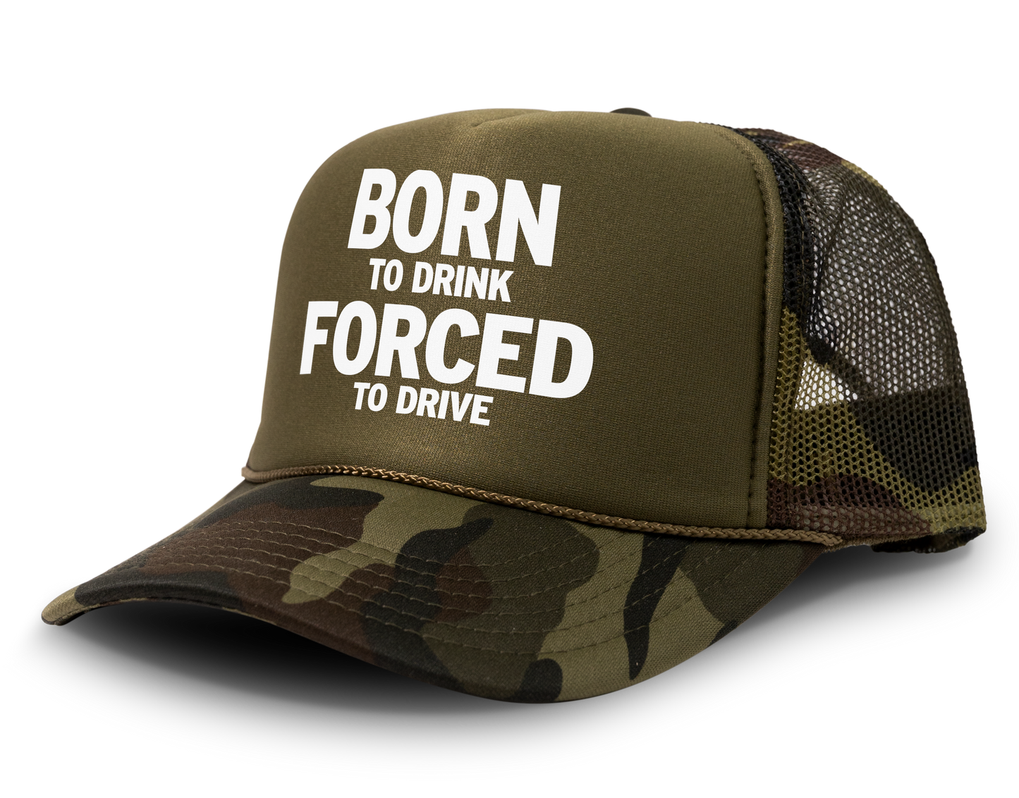 Born To Drink Forced To Drive Funny Party Snapback Mesh Trucker Hat
