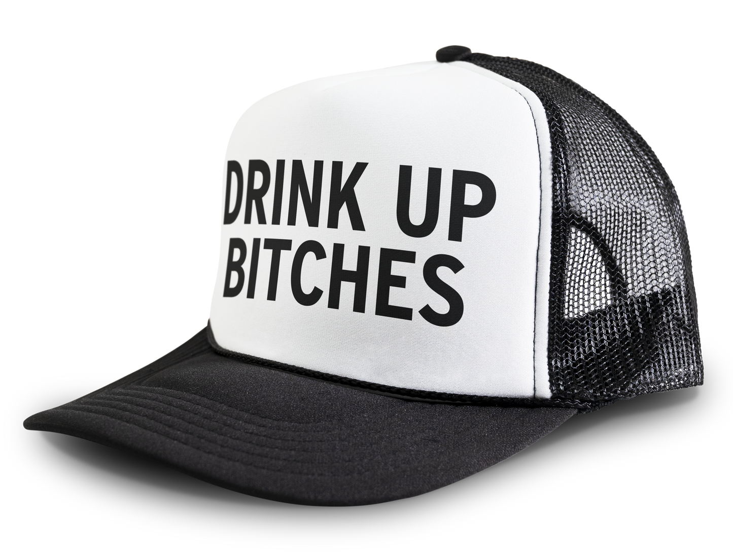 Drink Up Bitches Funny Party Snapback Mesh Trucker Hat