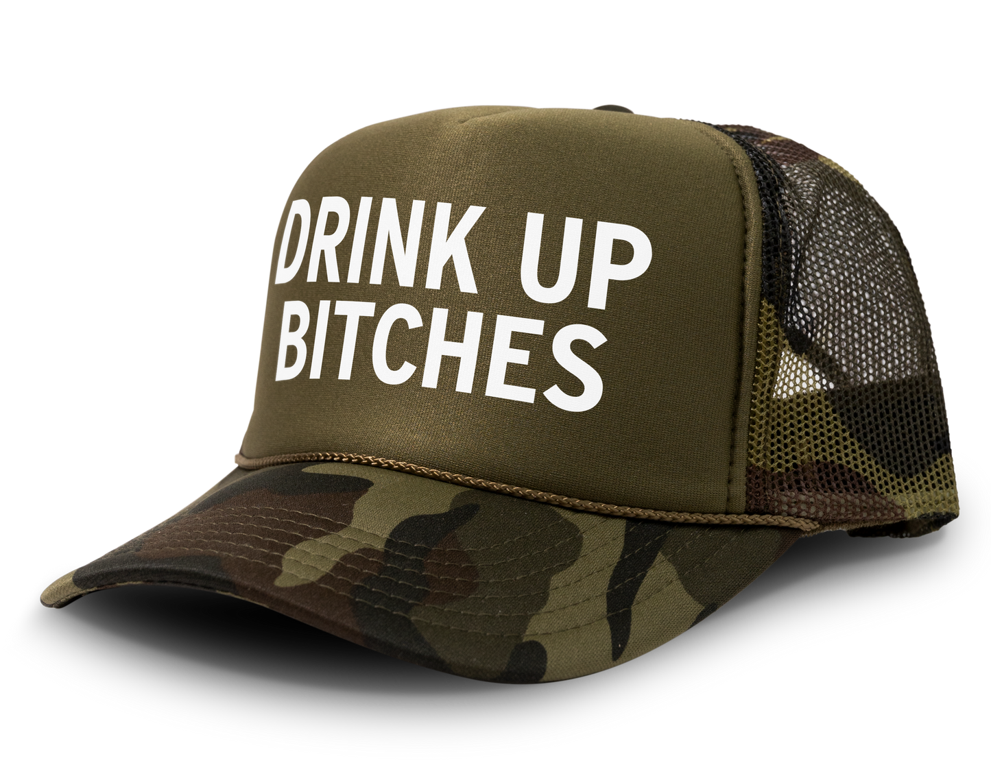 Drink Up Bitches Funny Party Snapback Mesh Trucker Hat