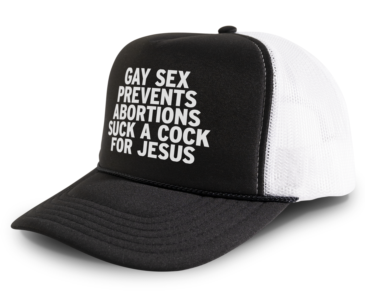 Gay Sex Prevents Abortions Suck a Cock For Jesus Funny Gay Party Snapback Mesh Trucker Hat