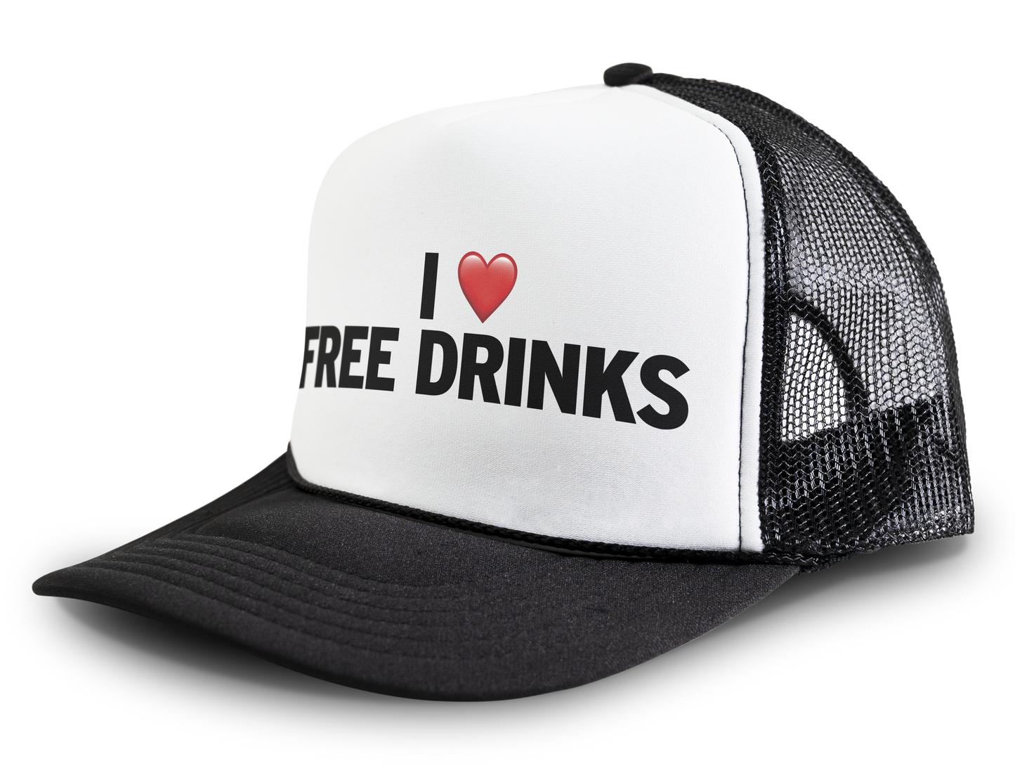 I Love Free Drinks Funny Party Snapback Mesh Trucker Hat