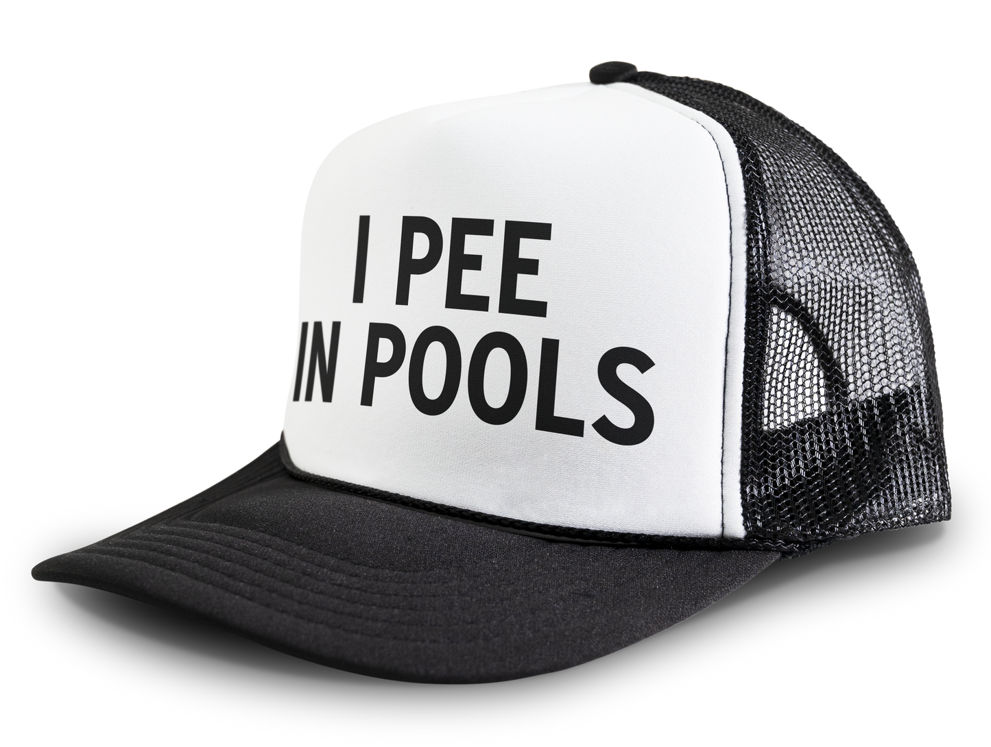 I Pee In Pools Funny Party Snapback Mesh Trucker Hat