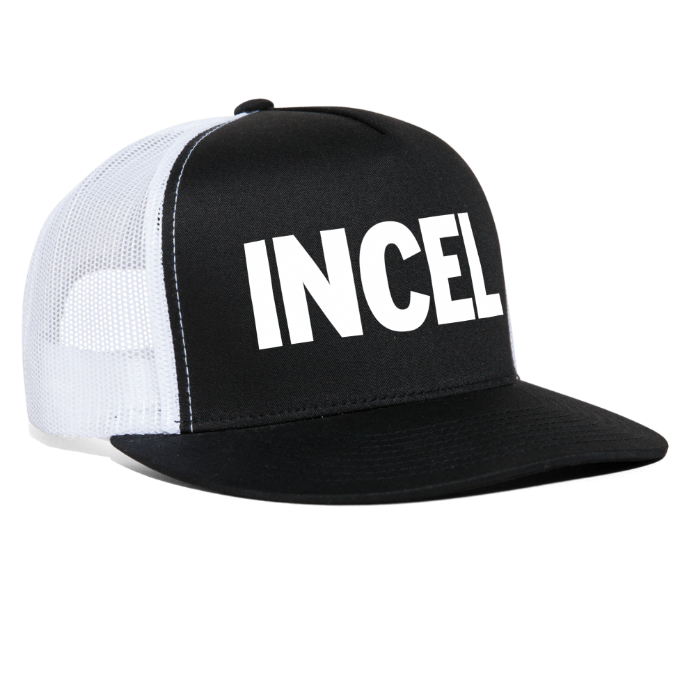 Incel Snapback Mesh Trucker Hat - black/white