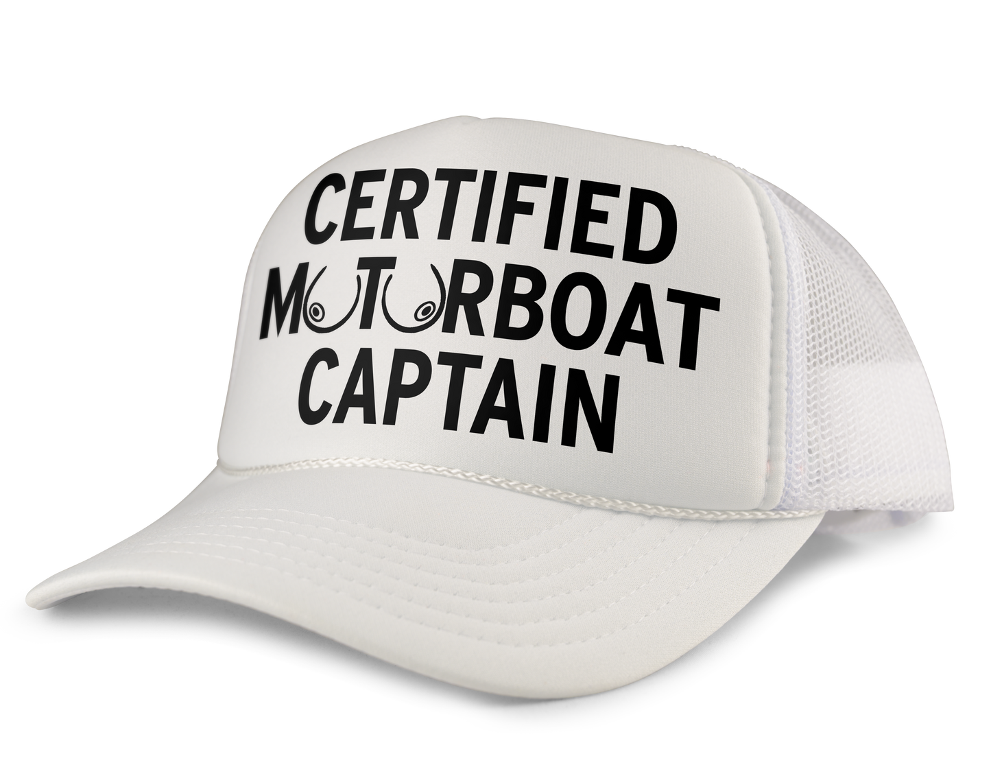 Certified Motorboat Captain Funny Party Boobs Snapback Mesh Trucker Hat