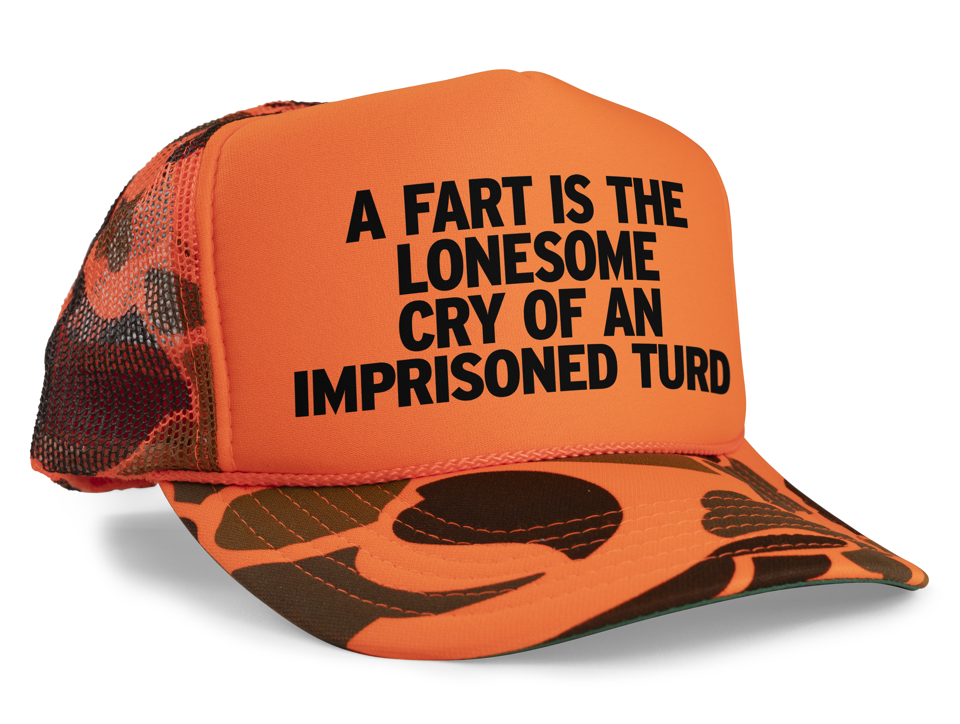 A Fart Is The Lonesome Cry Of An Imprisoned Turd Funny Party Snapback Mesh Trucker Hat