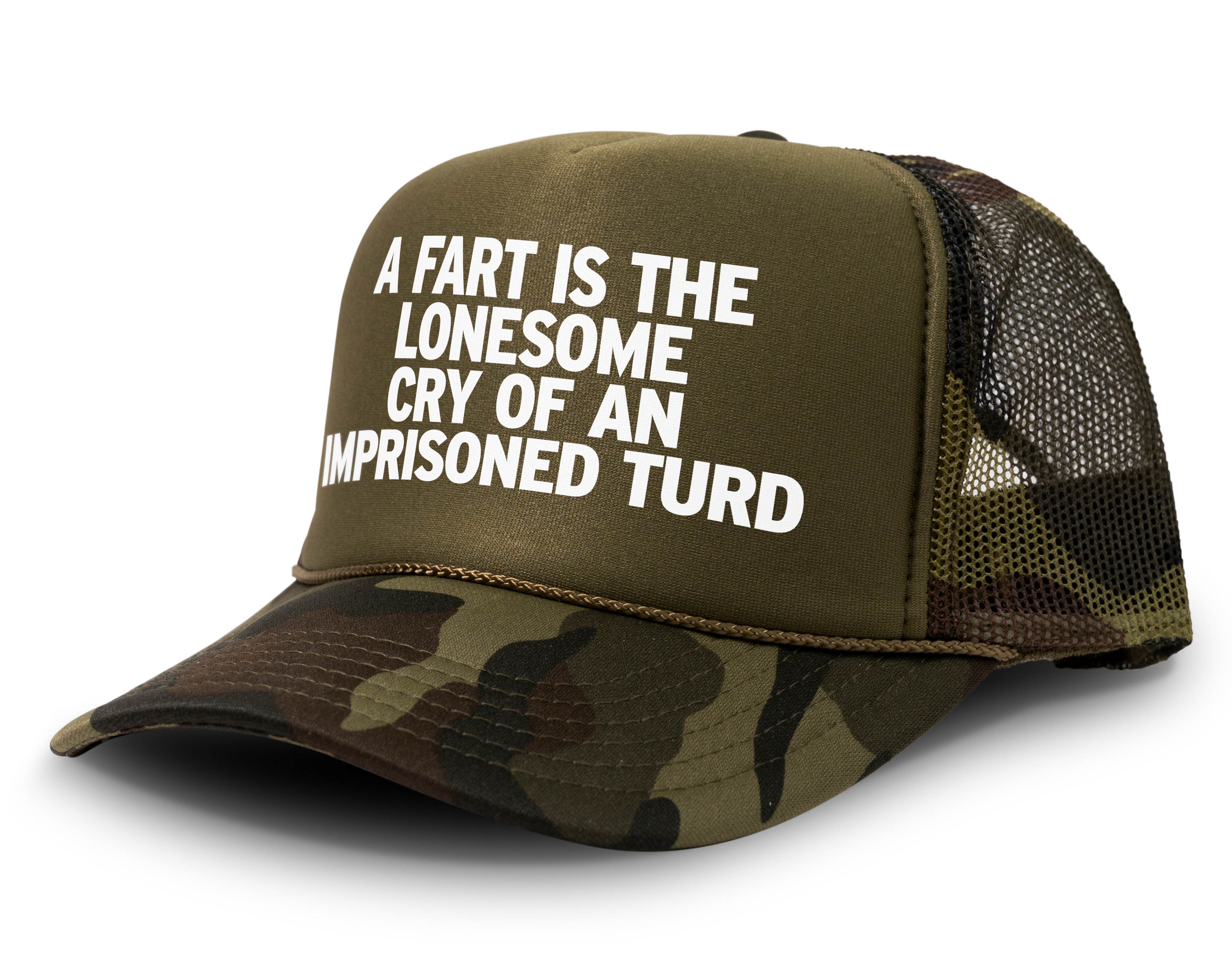 A Fart Is The Lonesome Cry Of An Imprisoned Turd Funny Party Snapback Mesh Trucker Hat