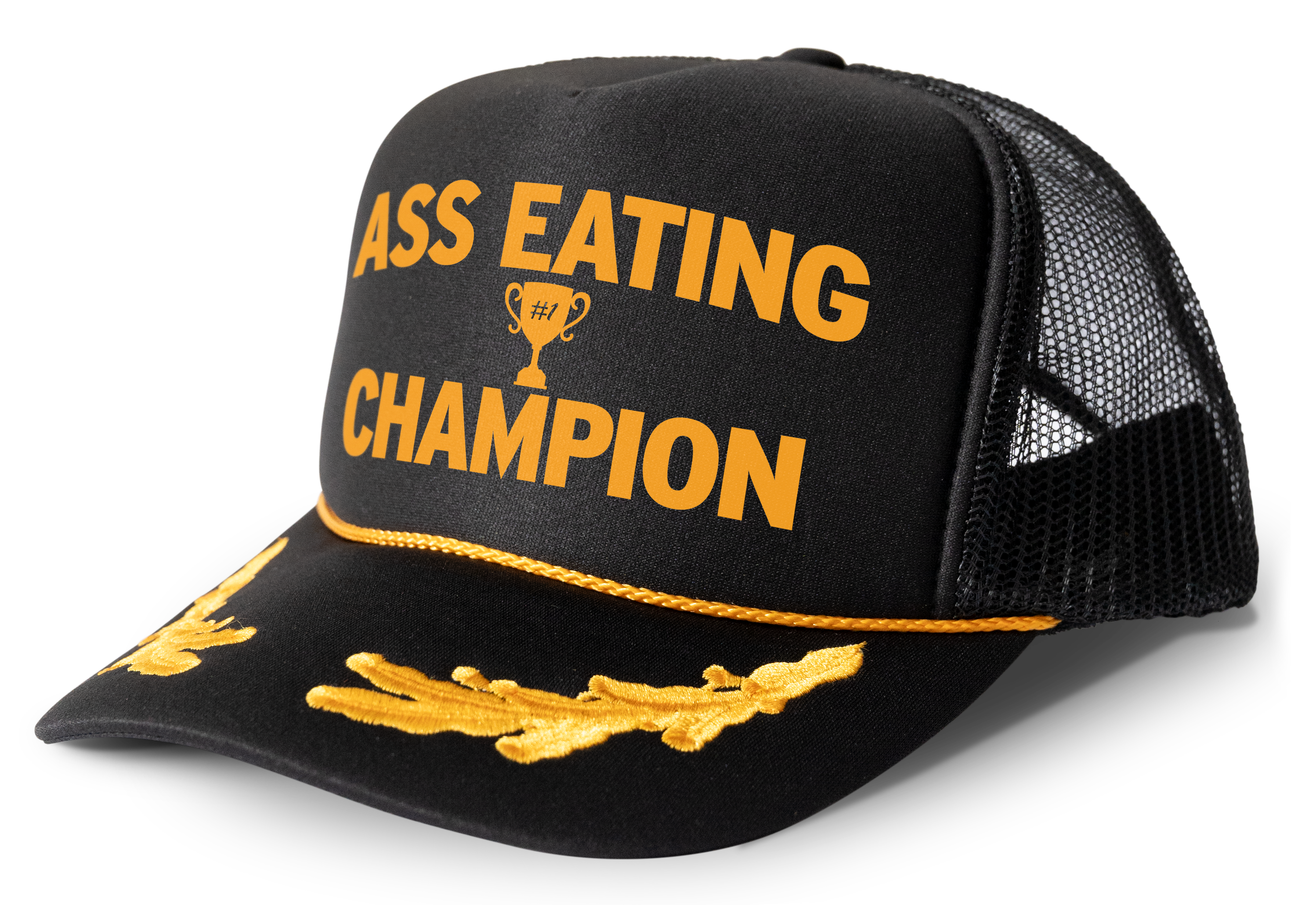 Ass Eating Champion Funny Party Snapback Mesh Trucker Hat