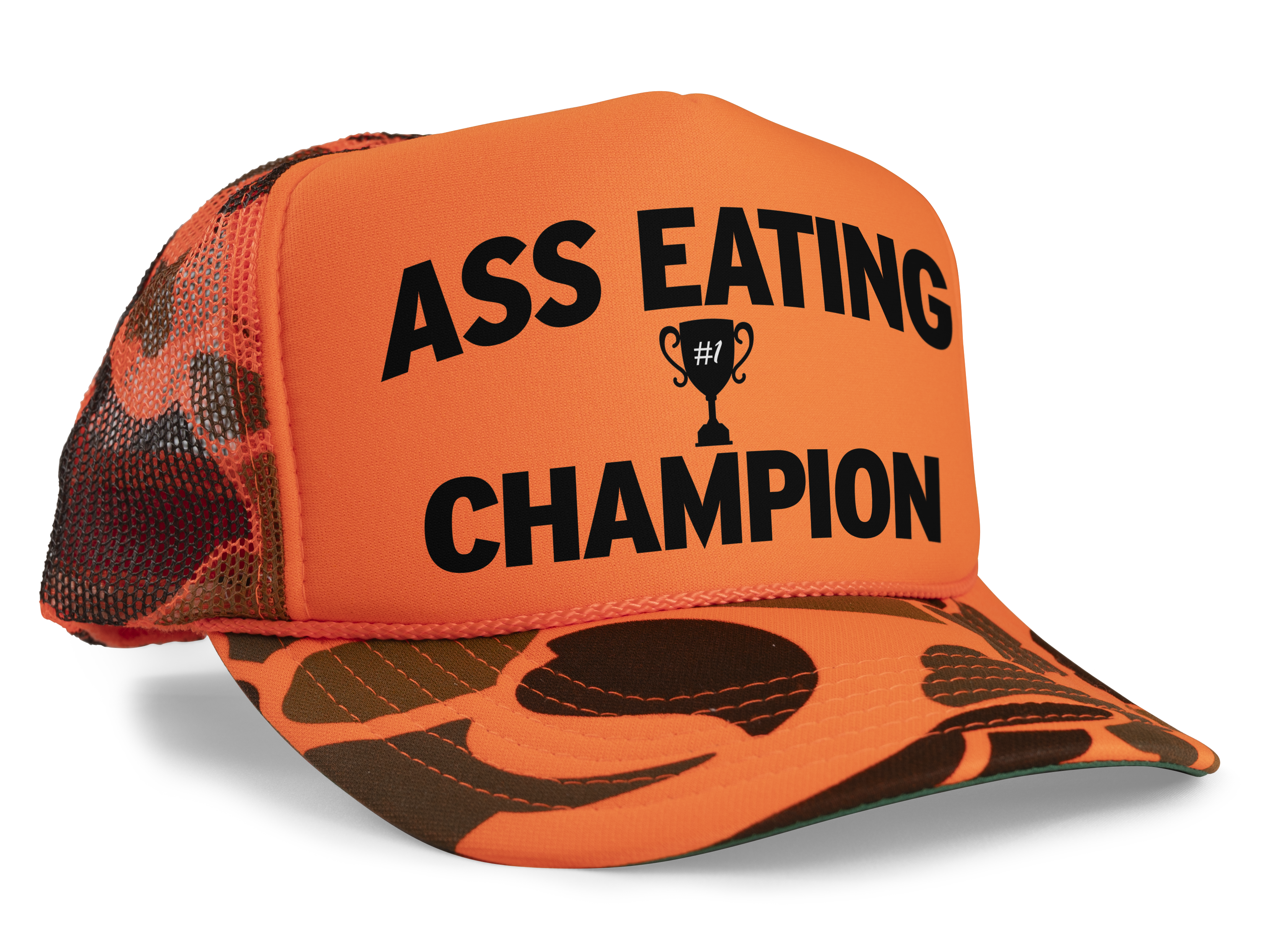 Ass Eating Champion Funny Party Snapback Mesh Trucker Hat