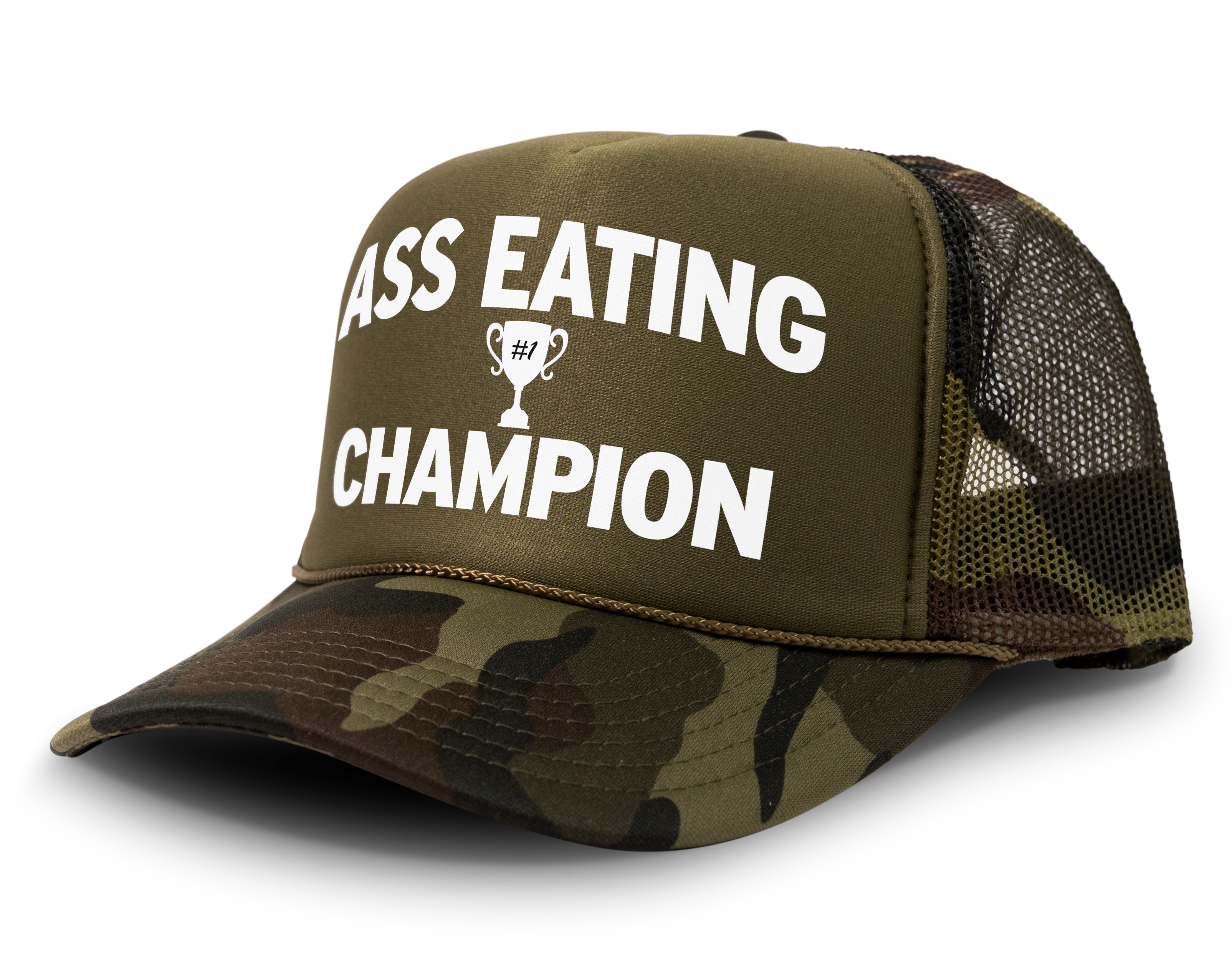 Ass Eating Champion Funny Party Snapback Mesh Trucker Hat