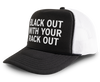 Black Out With Your Rack Out Funny Party Snapback Mesh Trucker Hat