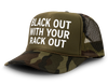 Black Out With Your Rack Out Funny Party Snapback Mesh Trucker Hat