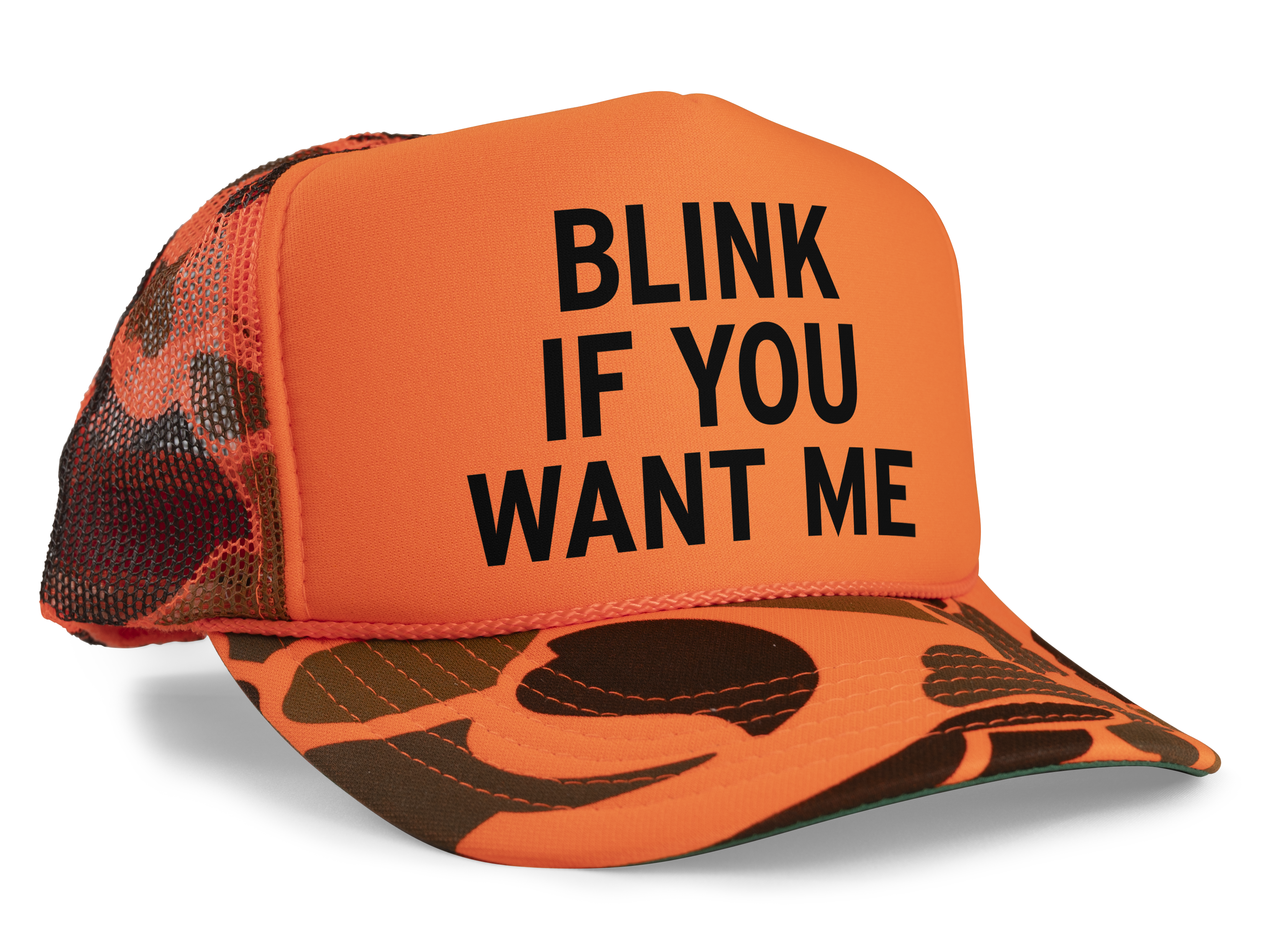 Blink If You Want Me Funny Party Snapback Mesh Trucker Hat