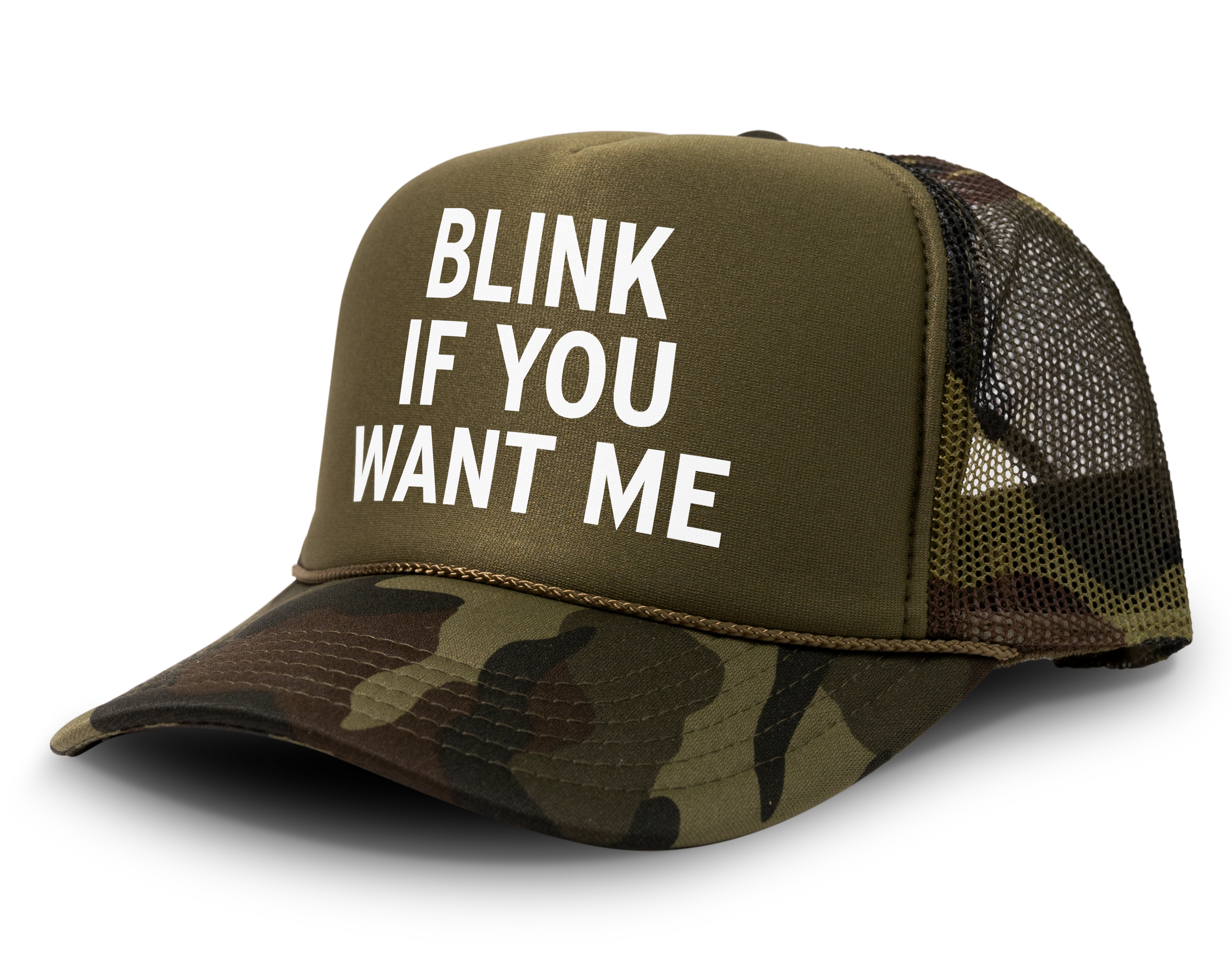 Blink If You Want Me Funny Party Snapback Mesh Trucker Hat