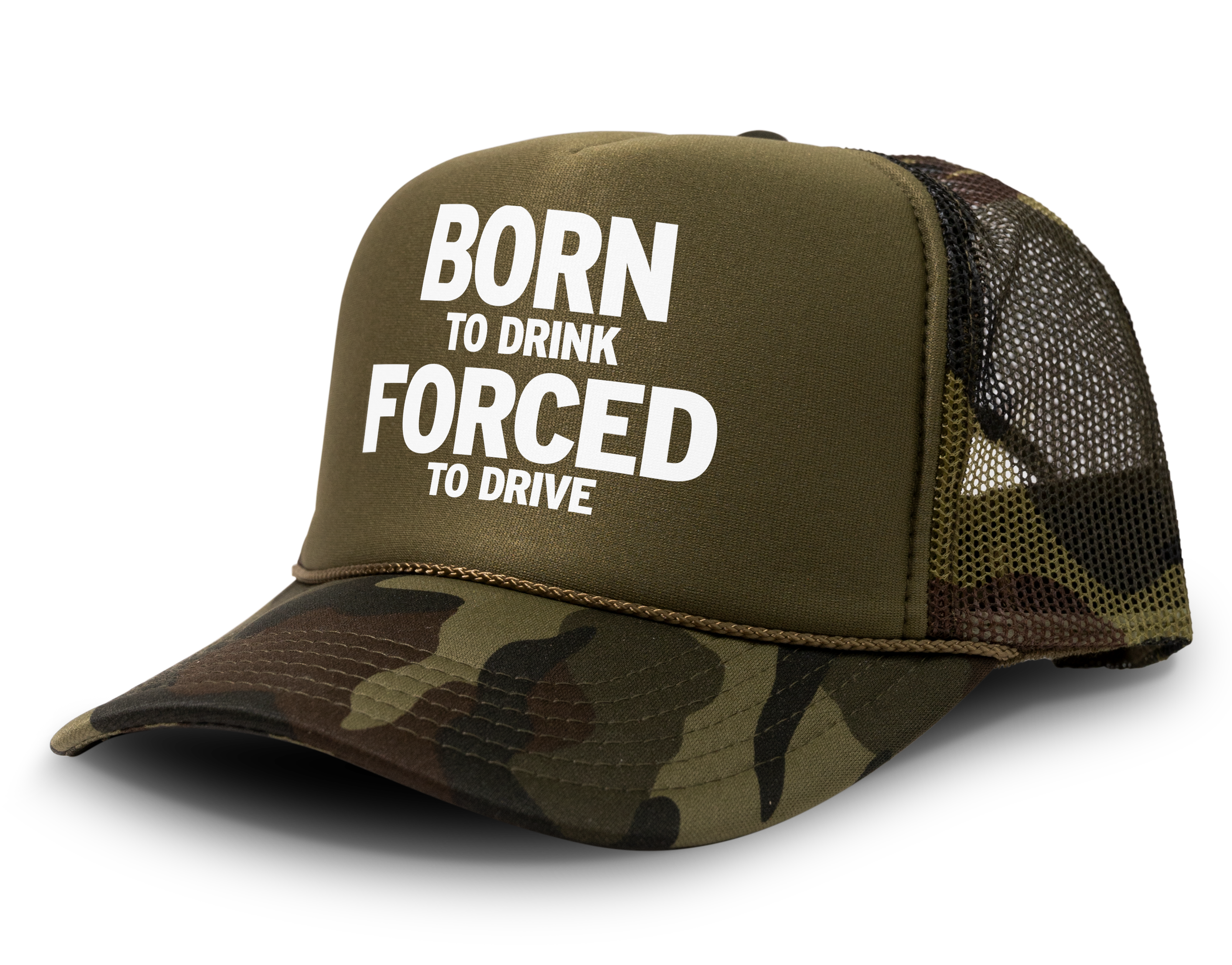 Born To Drink Forced To Drive Funny Party Snapback Mesh Trucker Hat