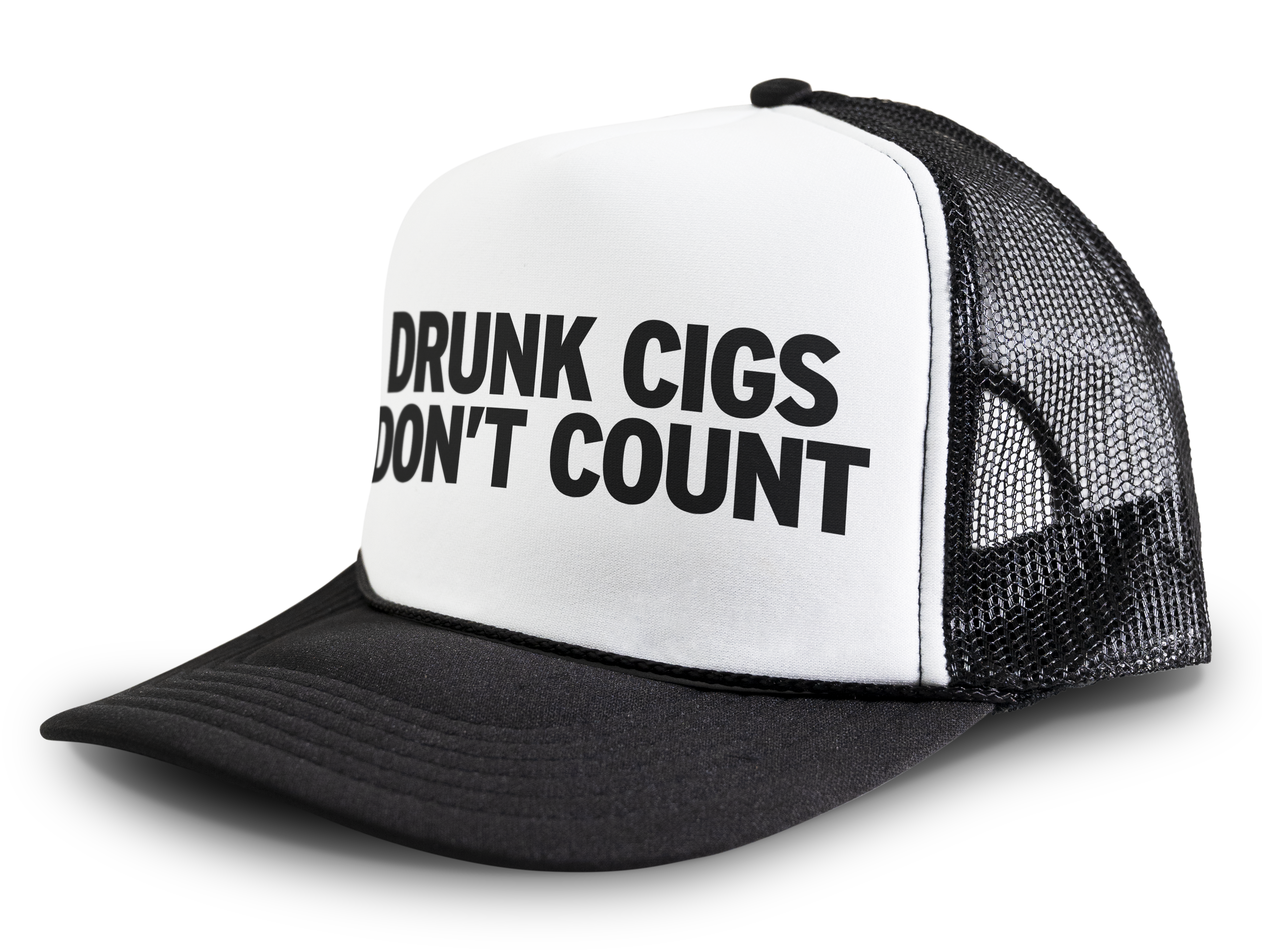 Drunk Cigs Don't Count Funny Party Snapback Mesh Trucker Hat