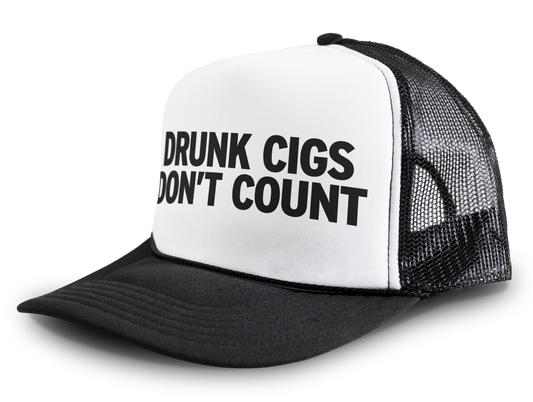 Drunk Cigs Don't Count Funny Party Snapback Mesh Trucker Hat