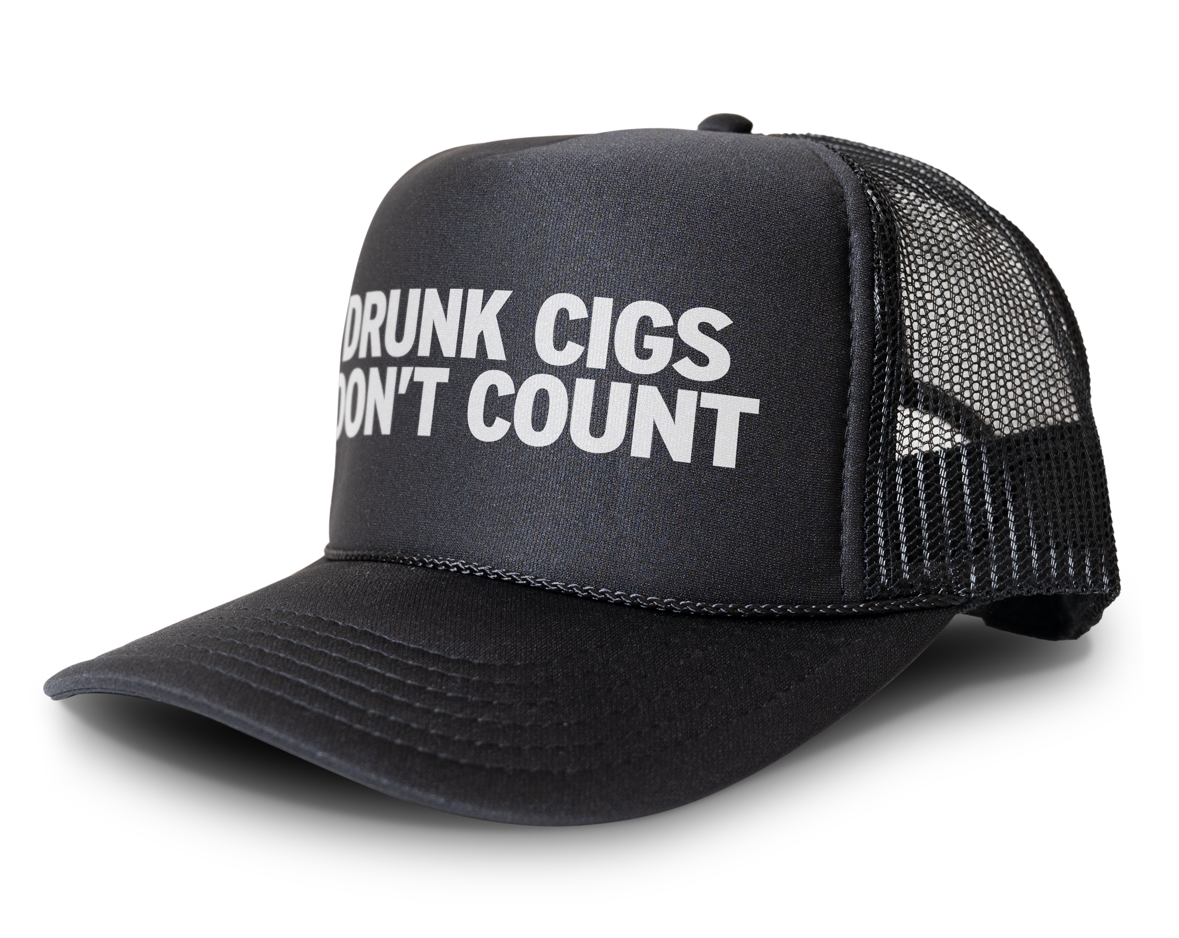 Drunk Cigs Don't Count Funny Party Snapback Mesh Trucker Hat