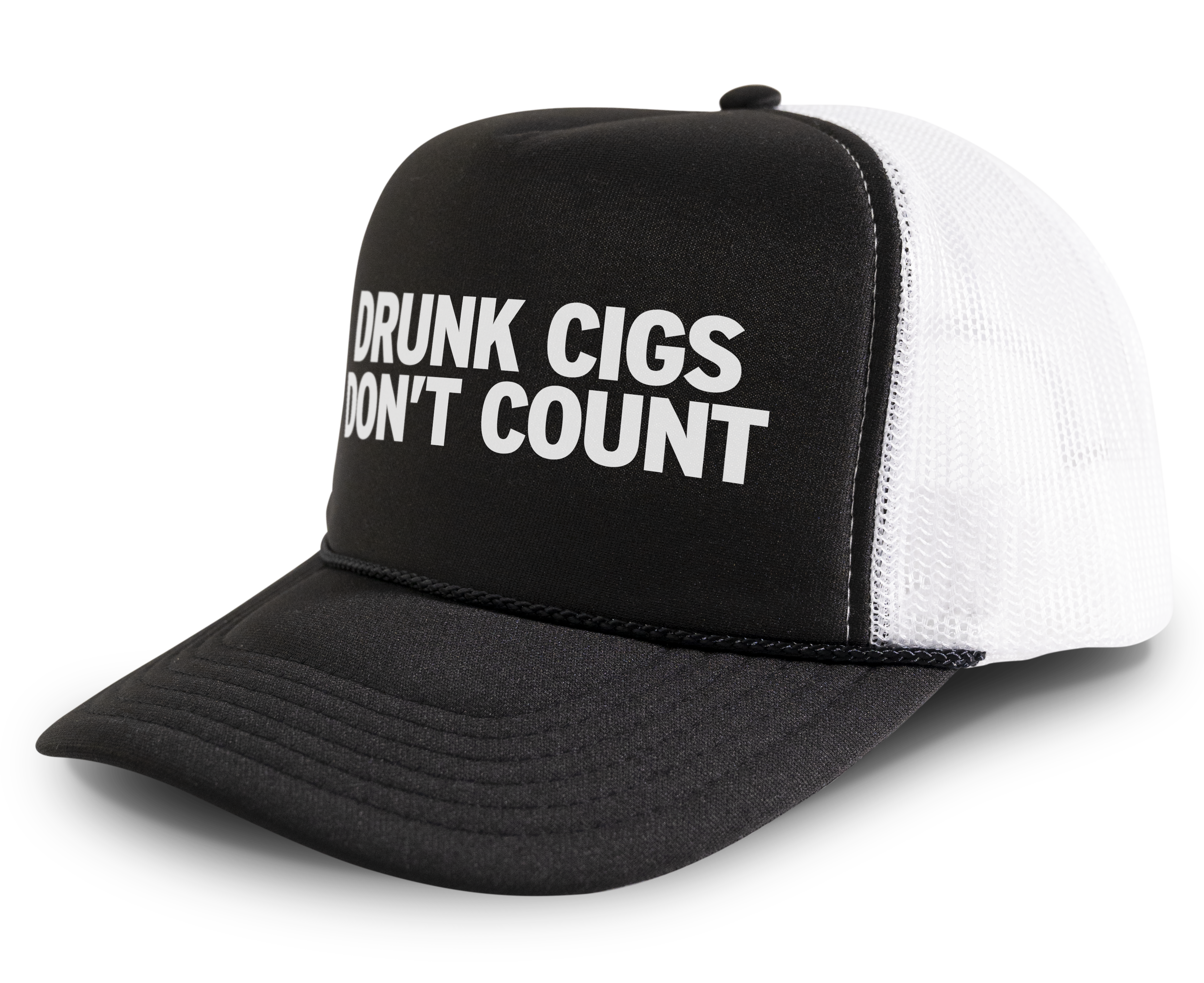 Drunk Cigs Don't Count Funny Party Snapback Mesh Trucker Hat