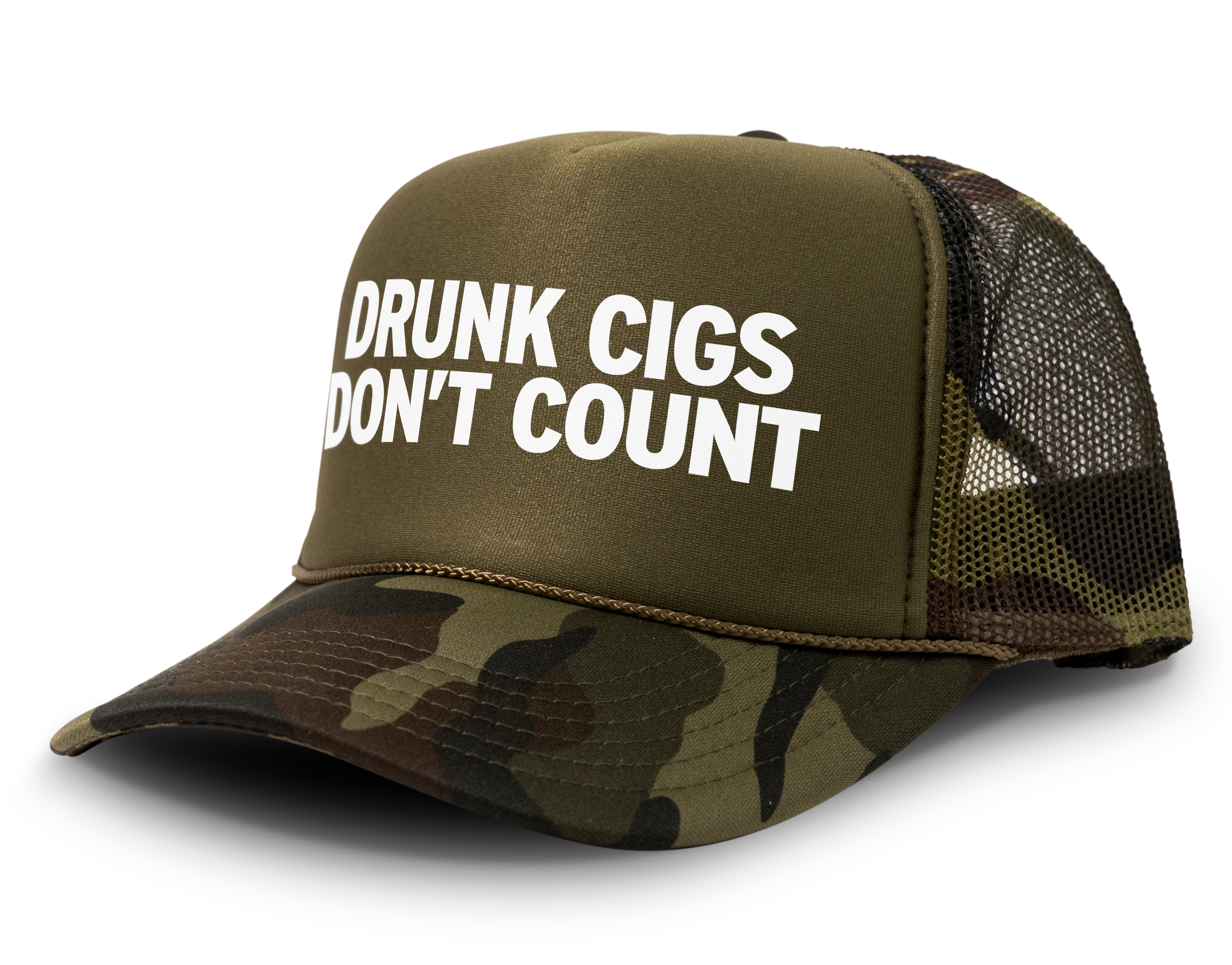 Drunk Cigs Don't Count Funny Party Snapback Mesh Trucker Hat