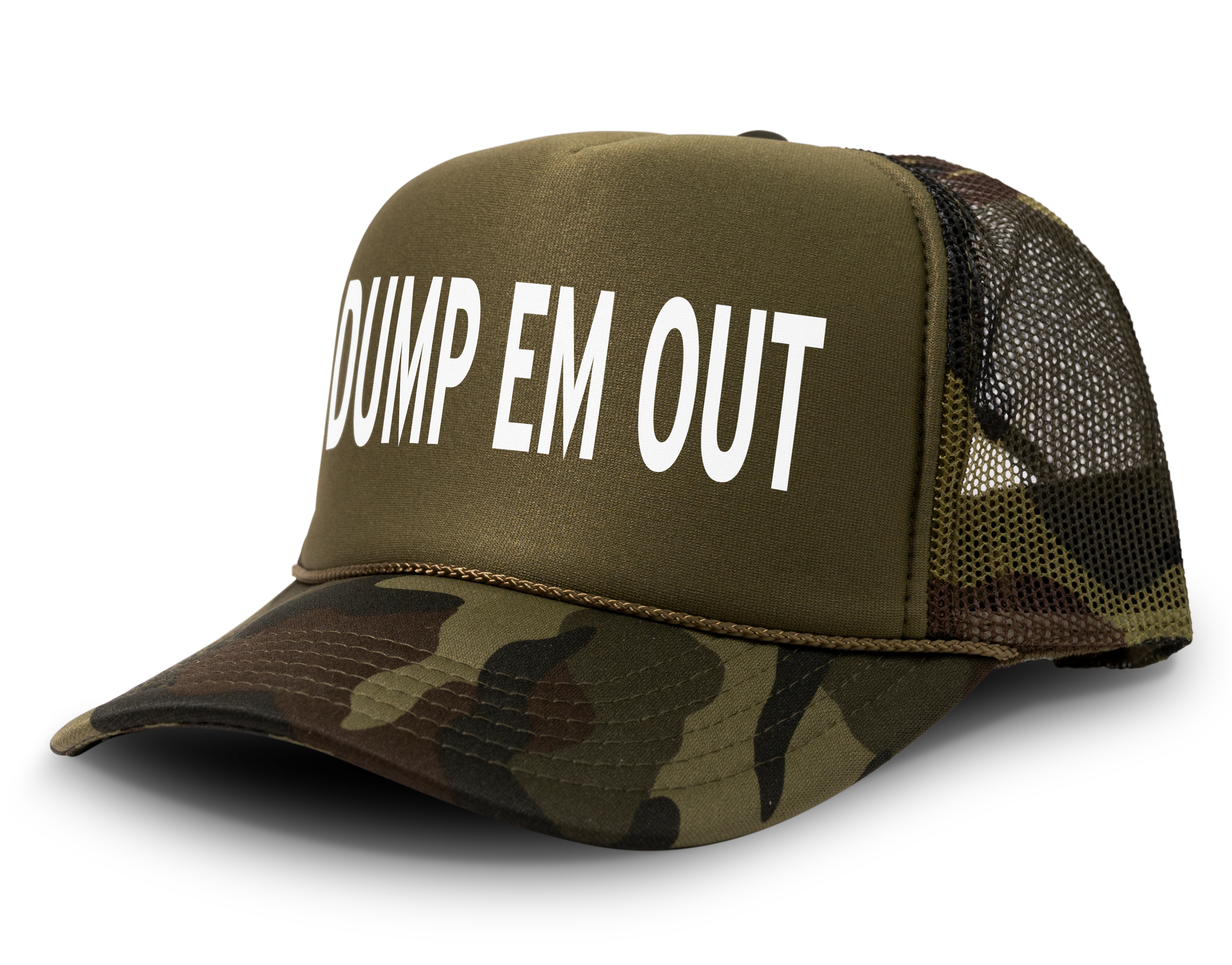 Dump Em Out Funny Party Snapback Mesh Trucker Hat