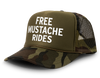 Free Mustache Rides Funny Party Snapback Mesh Trucker Hat