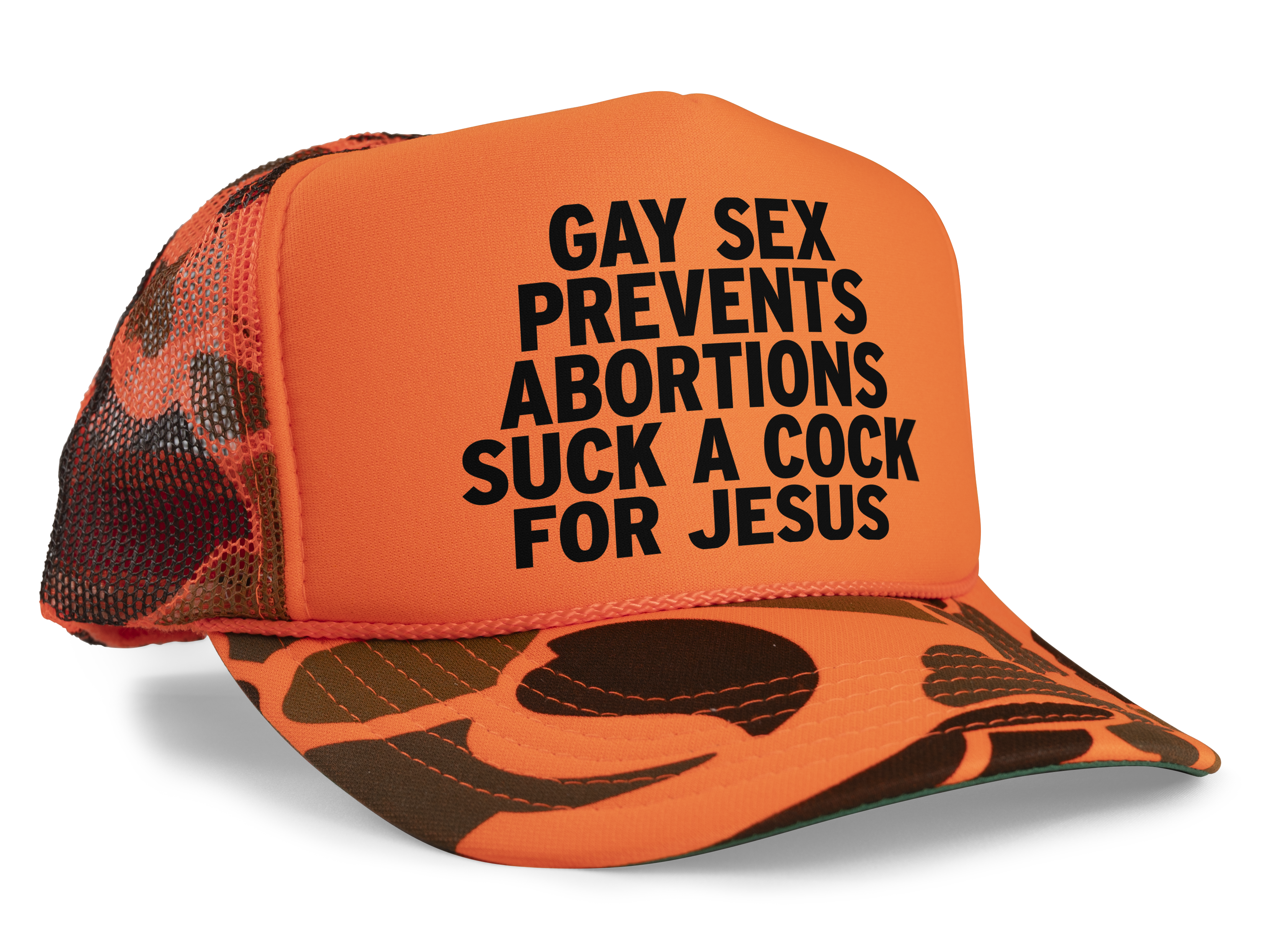 Gay Sex Prevents Abortions Suck a Cock For Jesus Funny Gay Party Snapback Mesh Trucker Hat