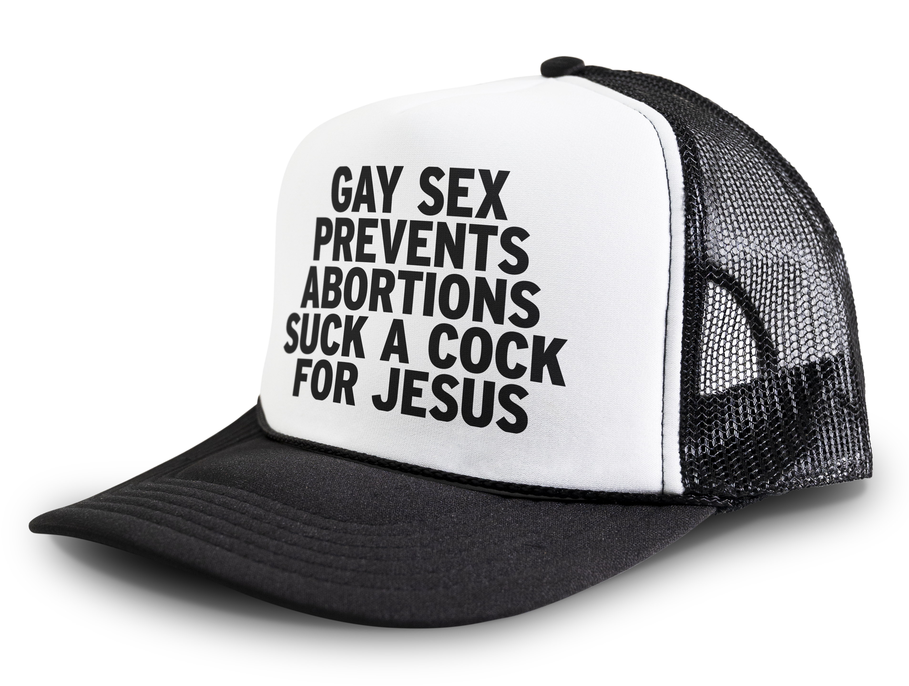 Gay Sex Prevents Abortions Suck a Cock For Jesus Funny Gay Party Snapback Mesh Trucker Hat