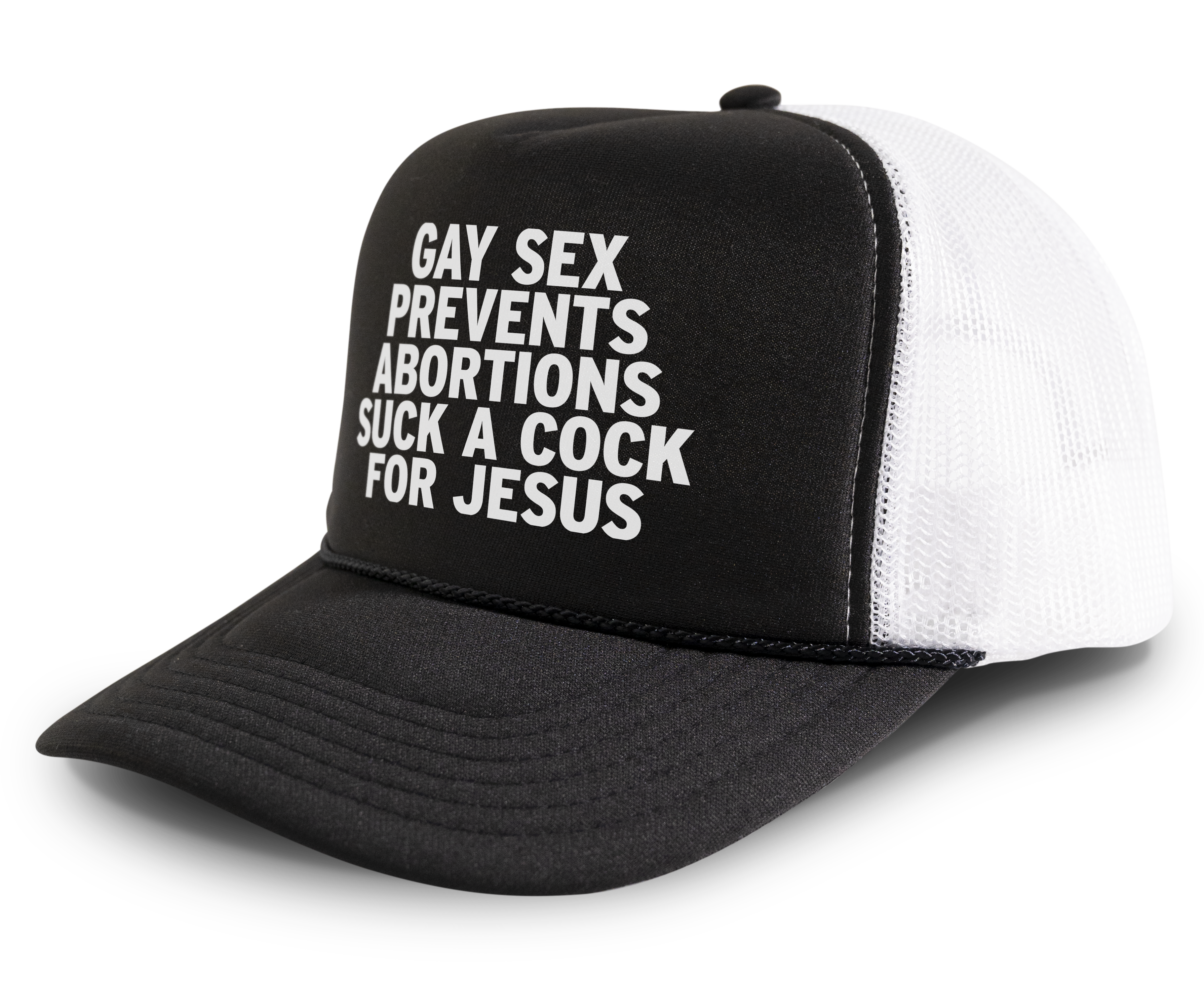 Gay Sex Prevents Abortions Suck a Cock For Jesus Funny Gay Party Snapback Mesh Trucker Hat