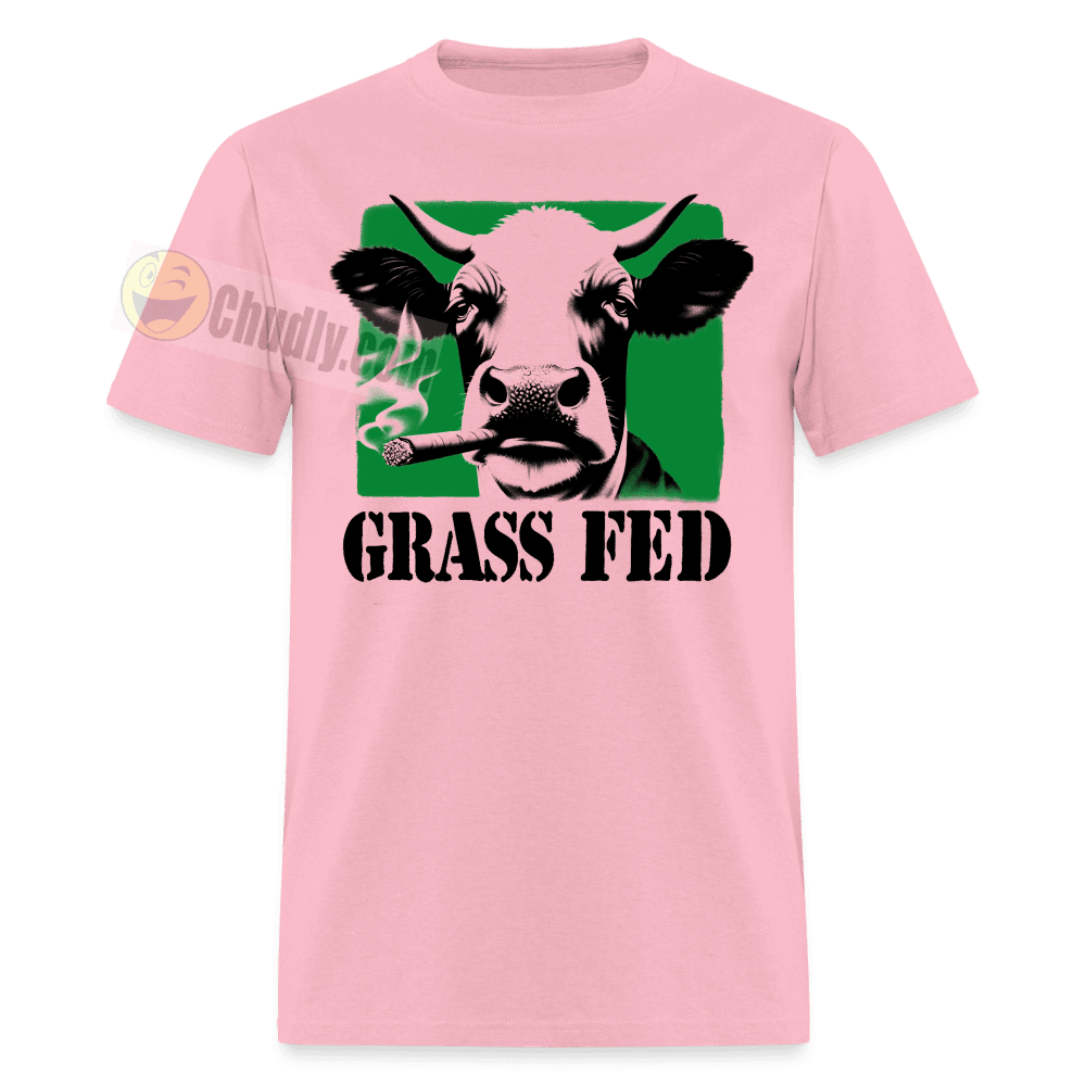 Grass Fed Funny Stoner Cow Unisex Classic T-Shirt - pink