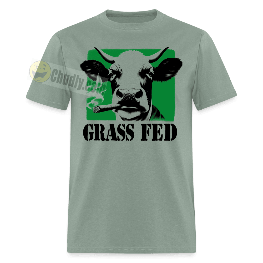 Grass Fed Funny Stoner Cow Unisex Classic T-Shirt - sage