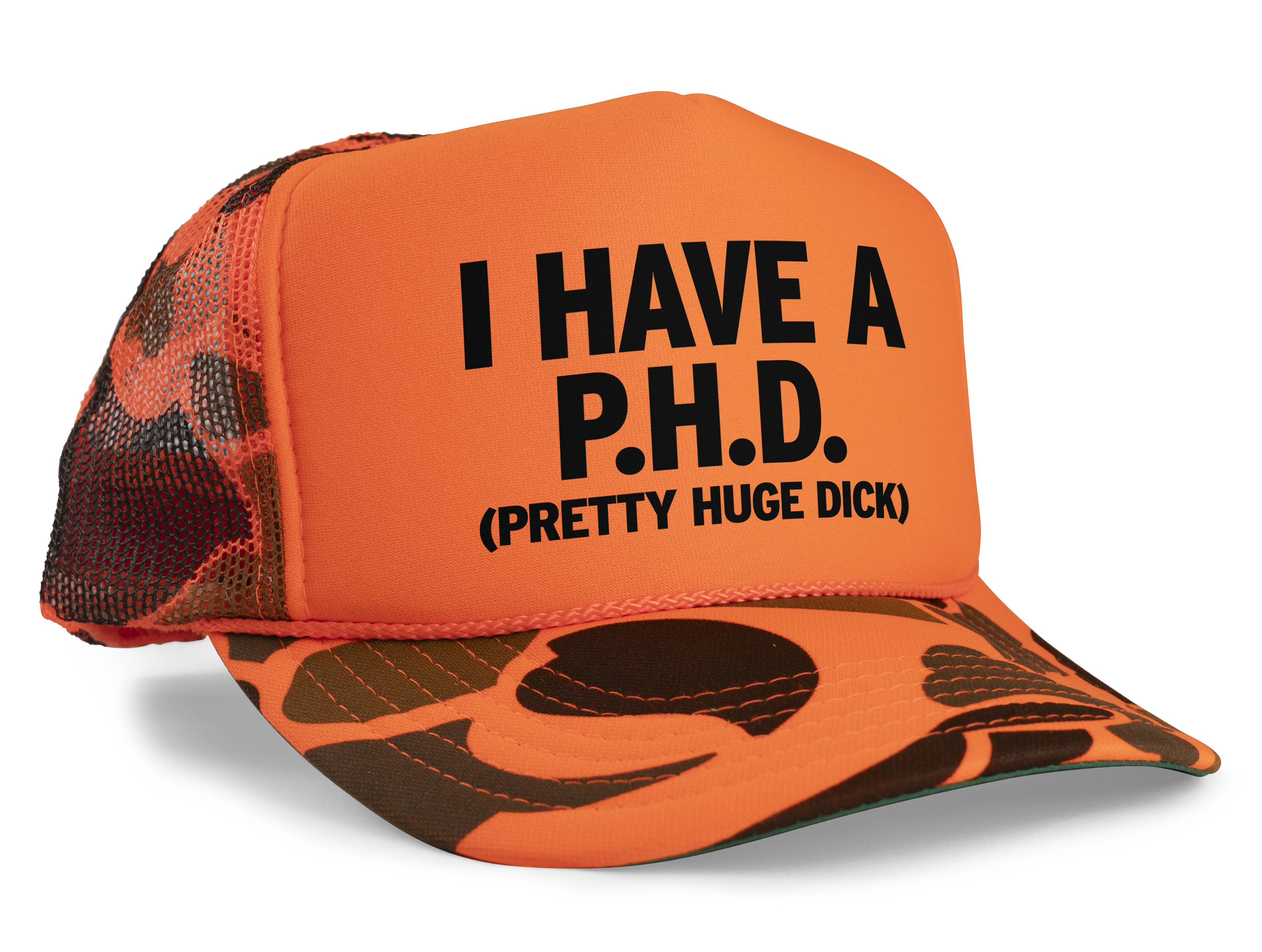 I Have A PHD - Pretty Huge Dick Funny Party Snapback Mesh Trucker Hat