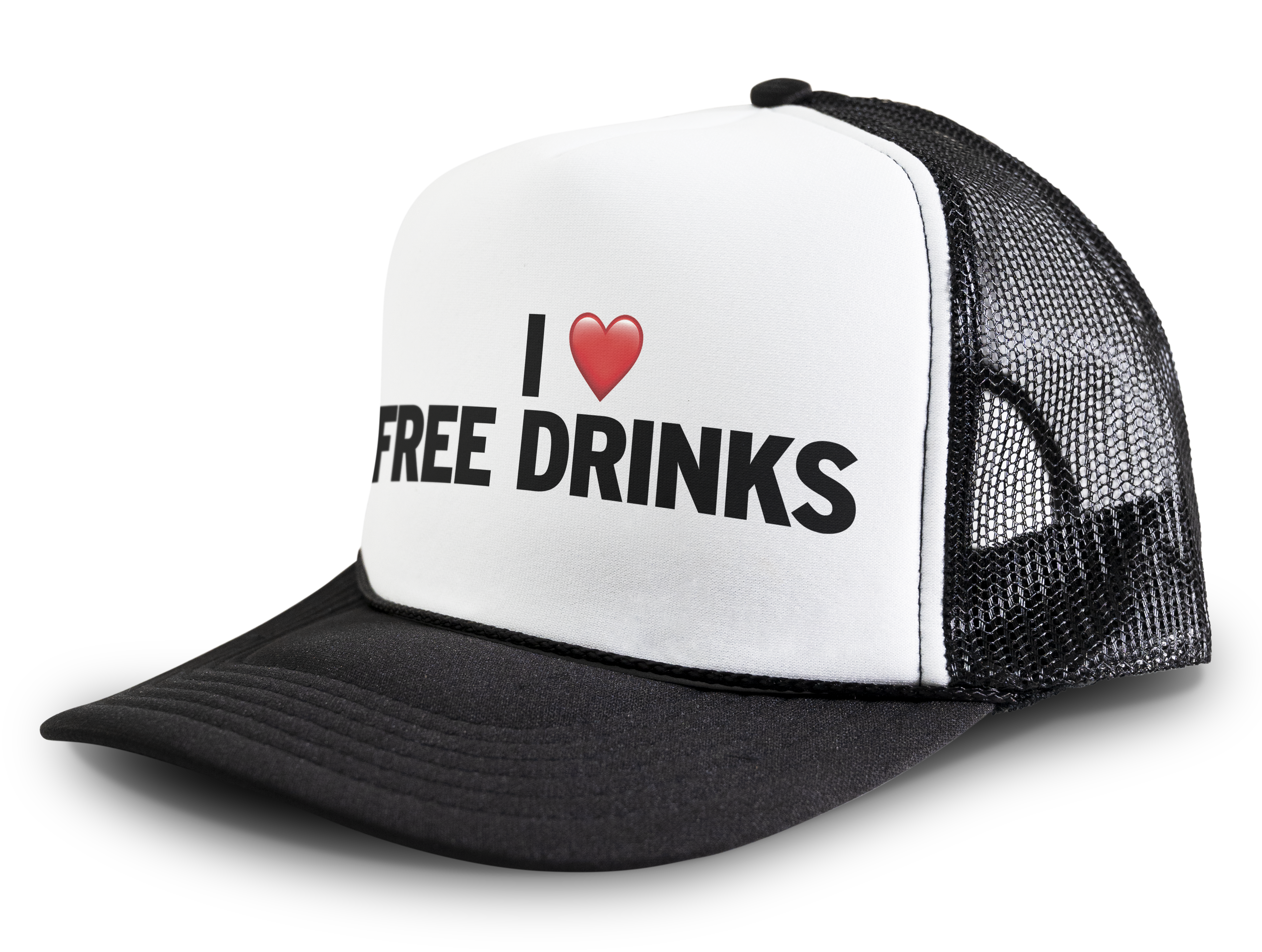 I Love Free Drinks Funny Party Snapback Mesh Trucker Hat