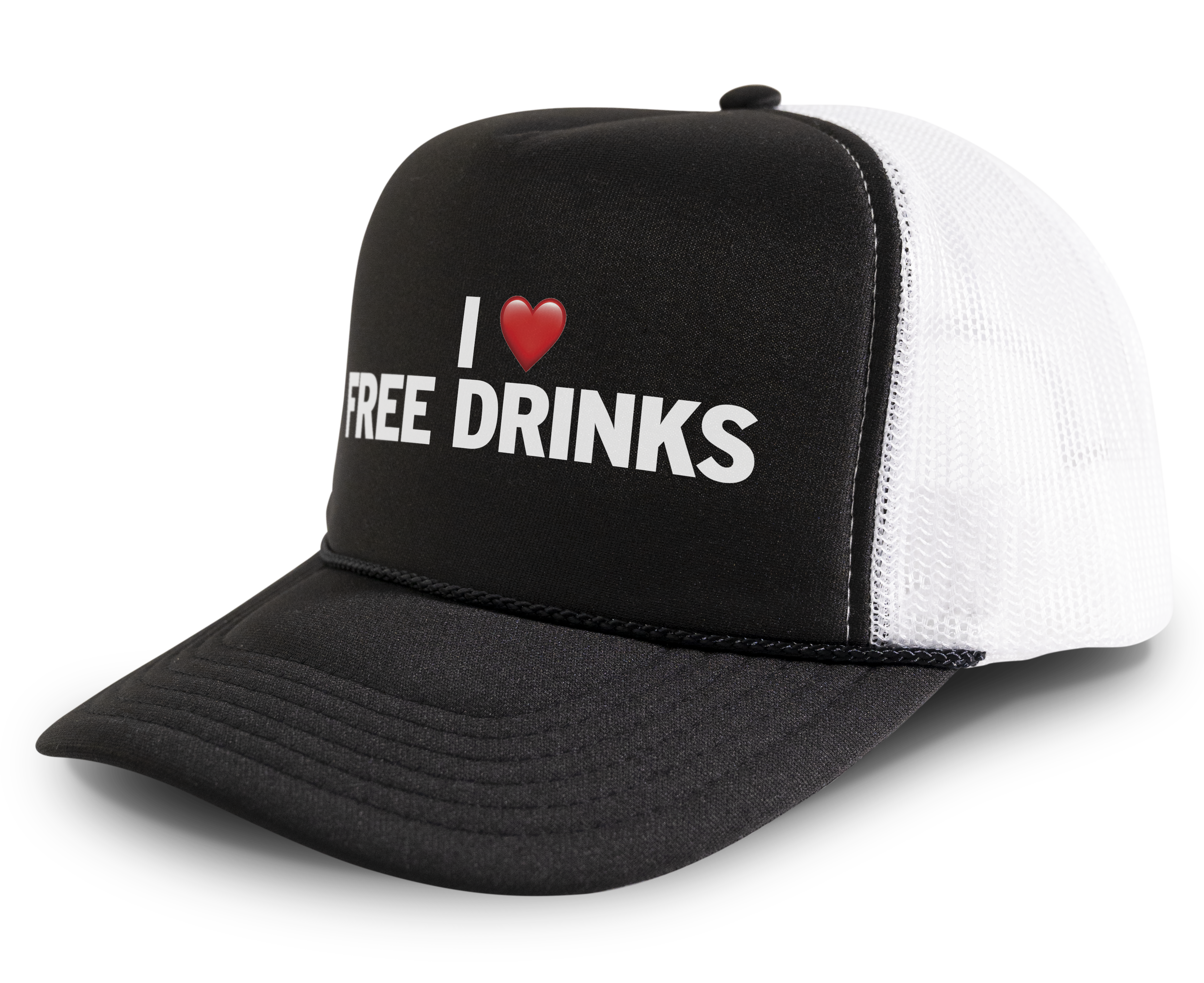 I Love Free Drinks Funny Party Snapback Mesh Trucker Hat