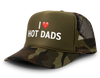 I Love Hot Dads Heart Funny Party Snapback Mesh Trucker Hat