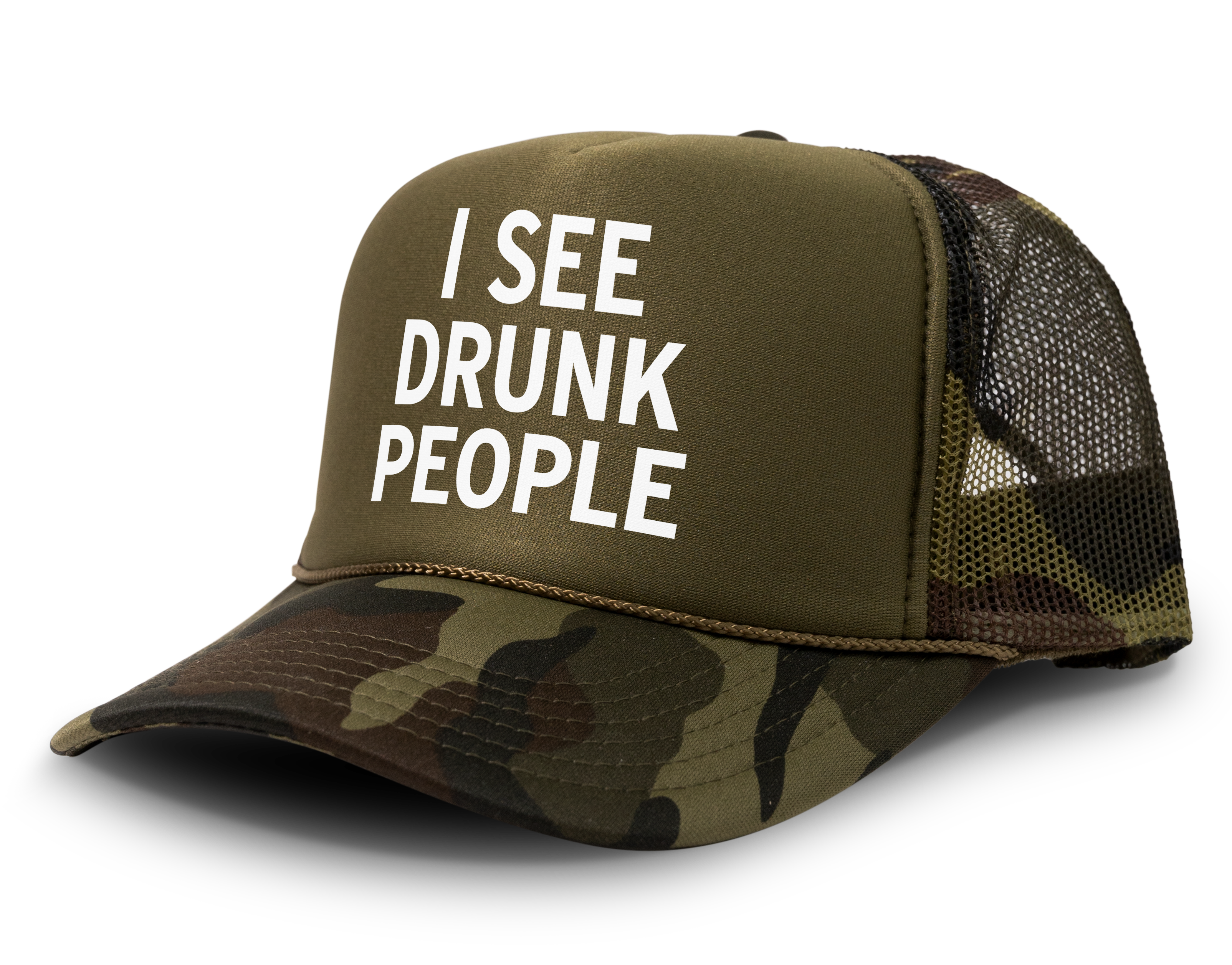 I See Drunk People Funny Party Snapback Mesh Trucker Hat