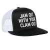 Load image into Gallery viewer, Jam Out With Your Clam Out Funny Snapback Mesh Trucker Hat - black/white