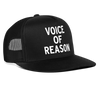 Load image into Gallery viewer, Voice of Reason Funny Party Snapback Mesh Trucker Hat - black/black