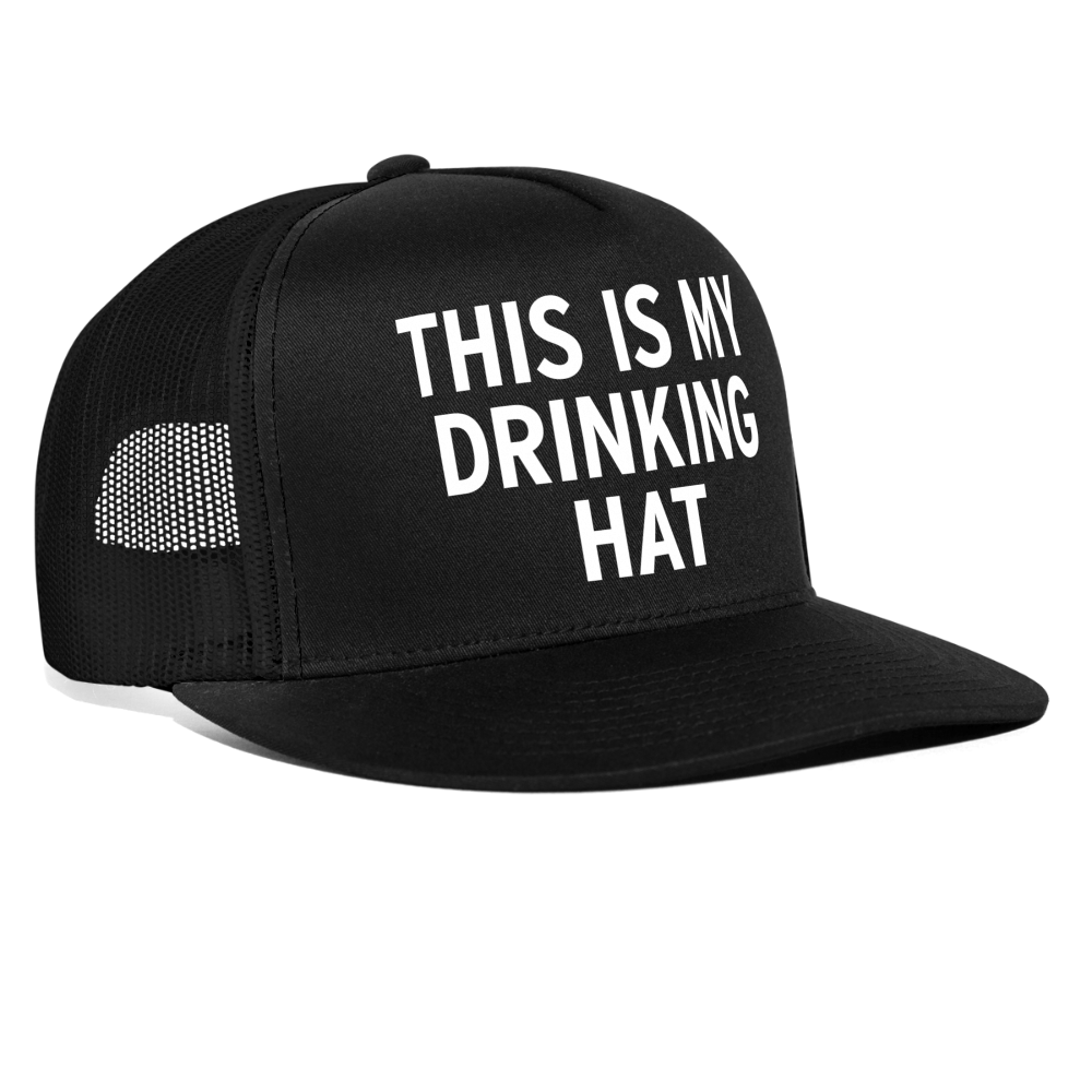 This Is My Drinking Hat Funny Party Snapback Mesh Trucker Hat - black/black