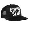 Load image into Gallery viewer, Drunk Slut Funny Party Snapback Mesh Trucker Hat - black/black